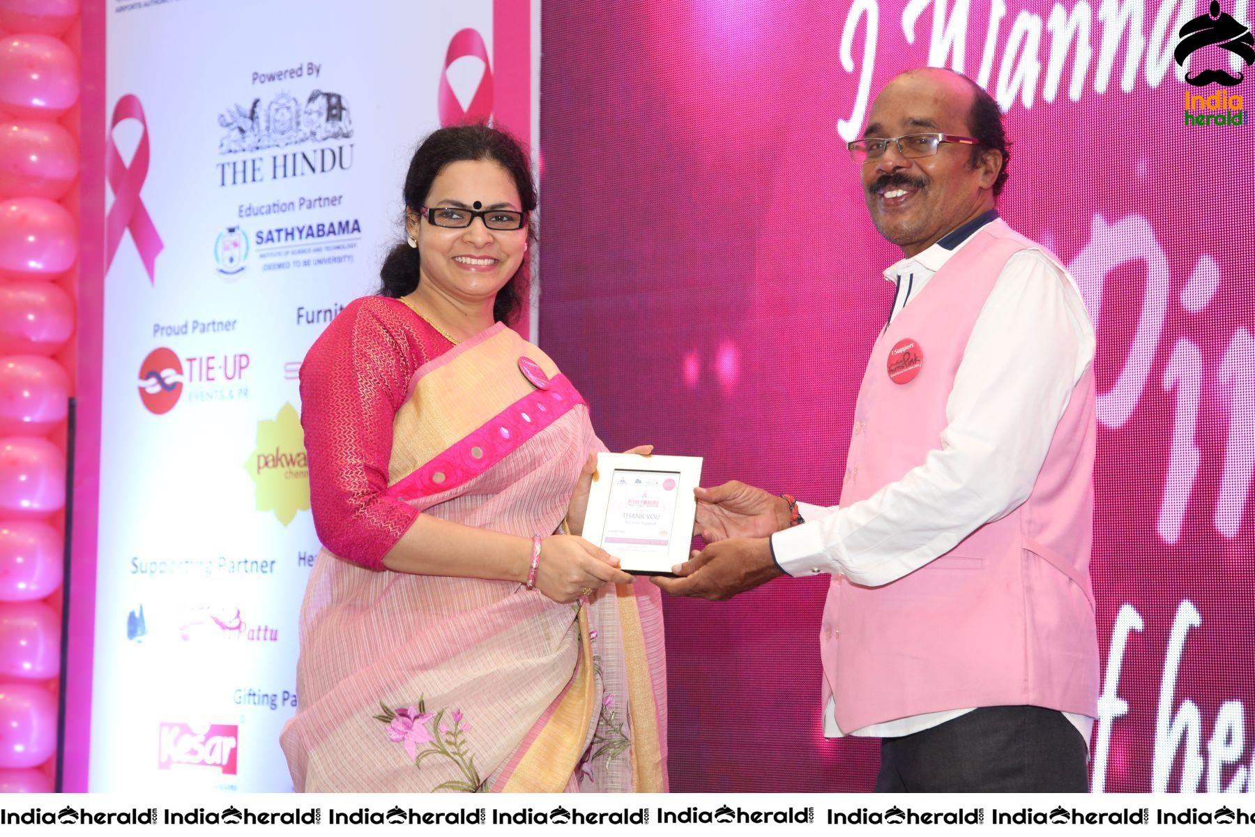 Namma Chennai Airport Turns Pink PINKTOBER 2019 Breast Cancer Free India Event Photos Set 3