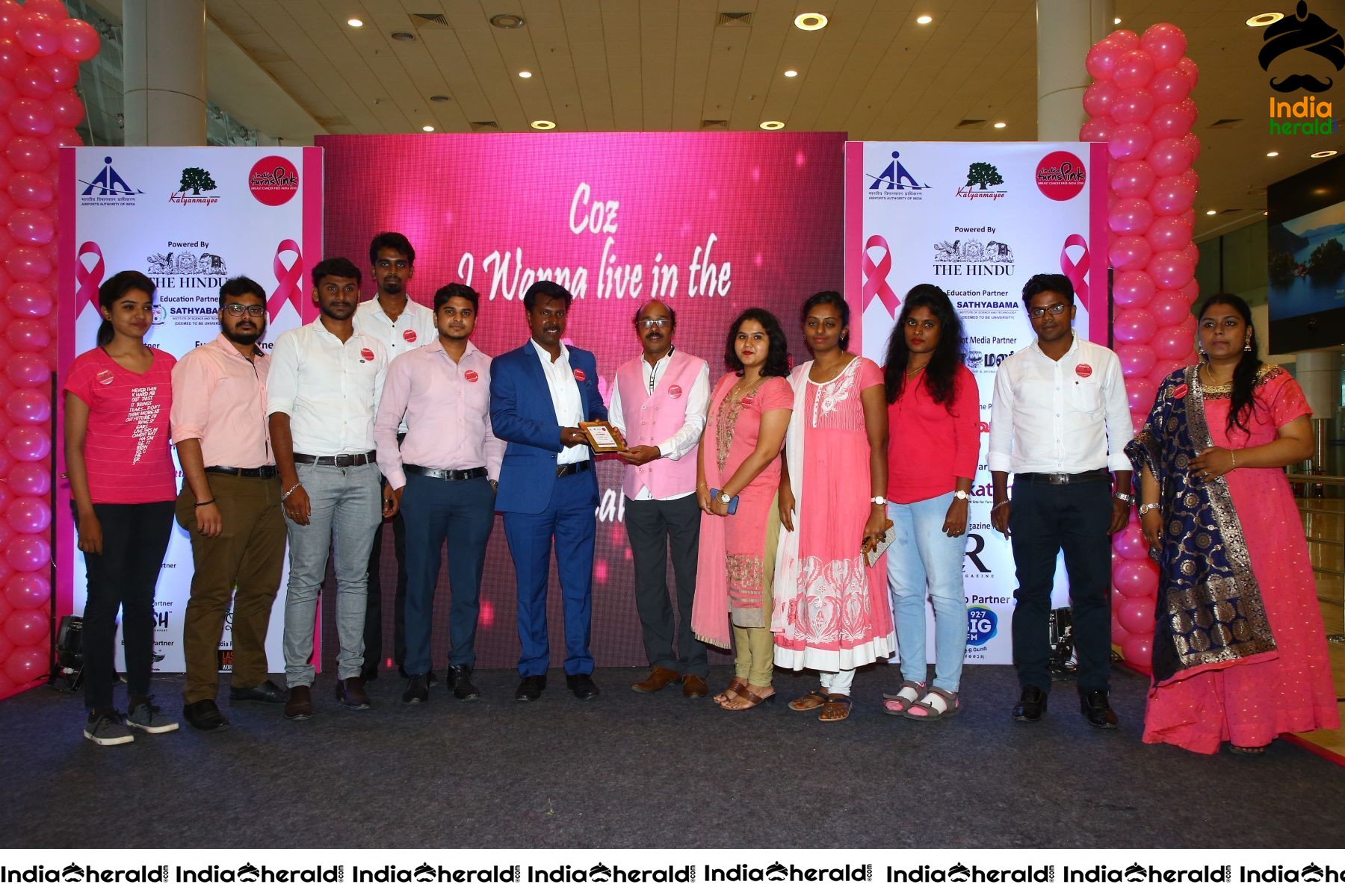 Namma Chennai Airport Turns Pink PINKTOBER 2019 Breast Cancer Free India Event Photos Set 4