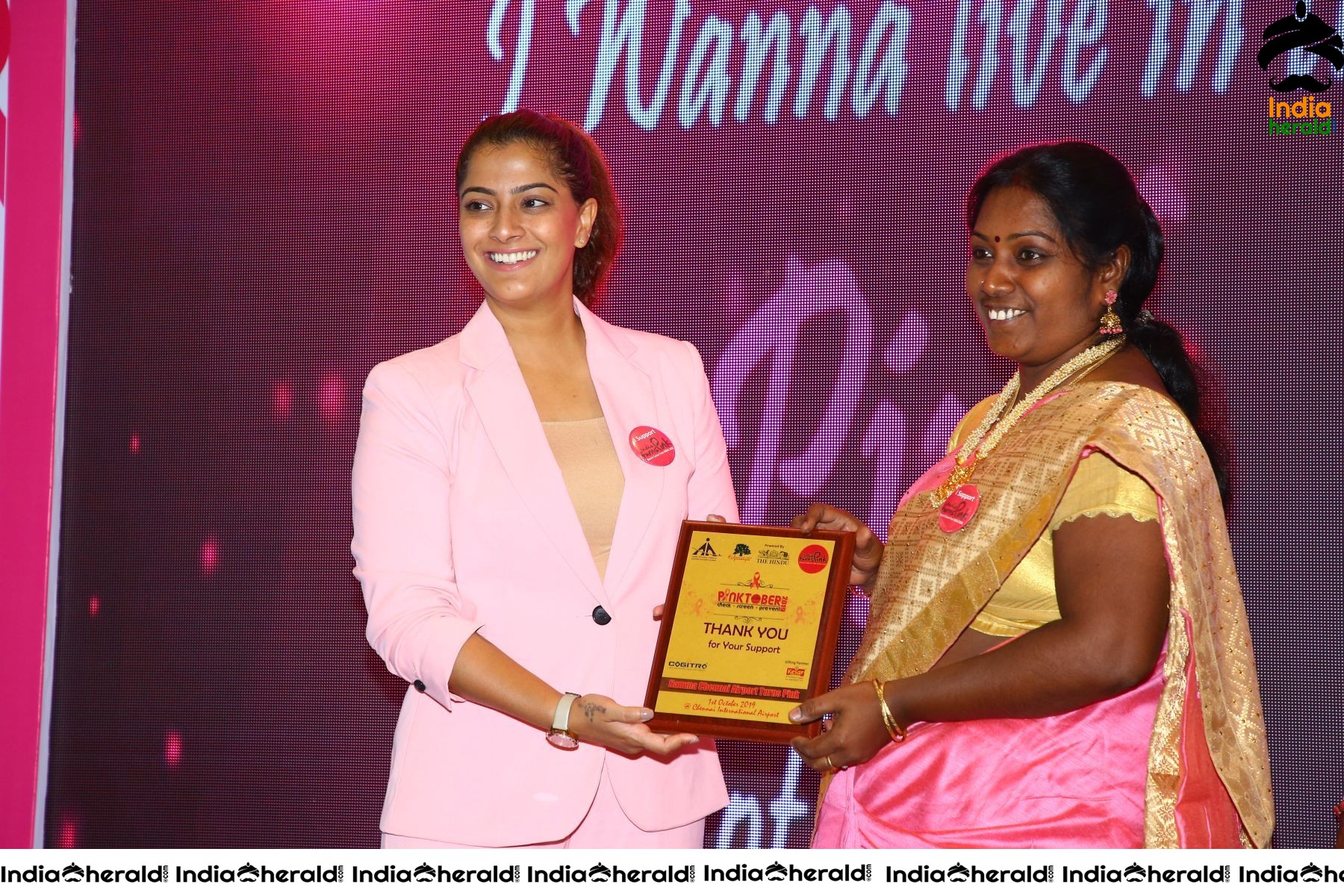 Namma Chennai Airport Turns Pink PINKTOBER 2019 Breast Cancer Free India Event Photos Set 4