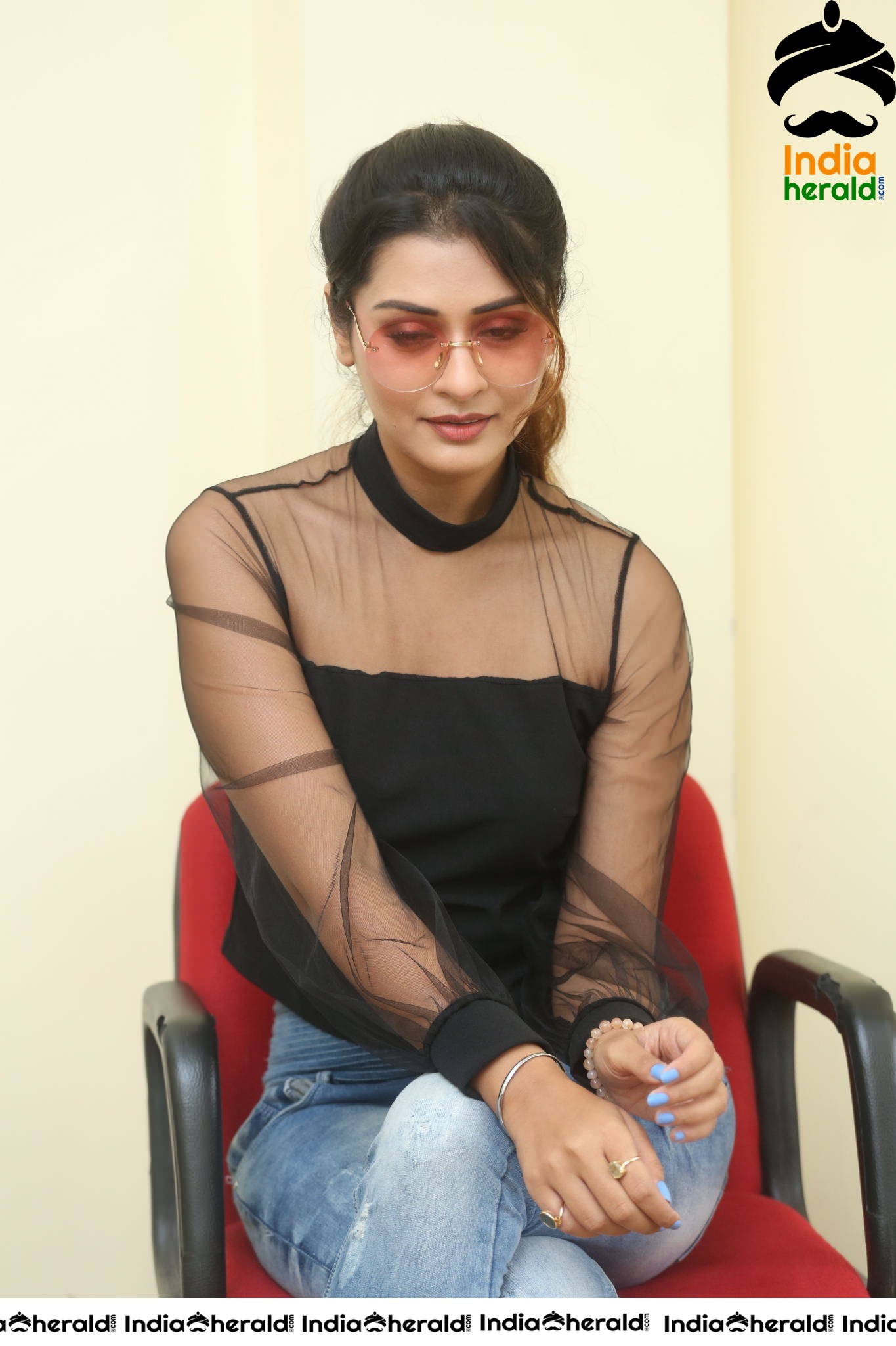 Payal Rajput Hot in Black Top during an Interview Set 2