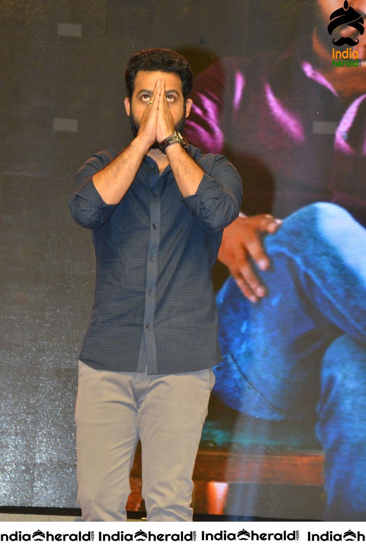 Pooja Hegde and Junior NTR from Aravinda Sametha Success Event Throwback Photos Set 11