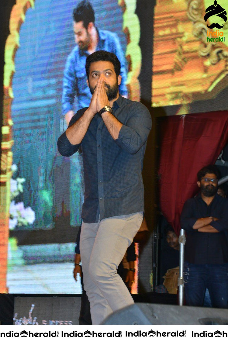 Pooja Hegde and Junior NTR from Aravinda Sametha Success Event Throwback Photos Set 11