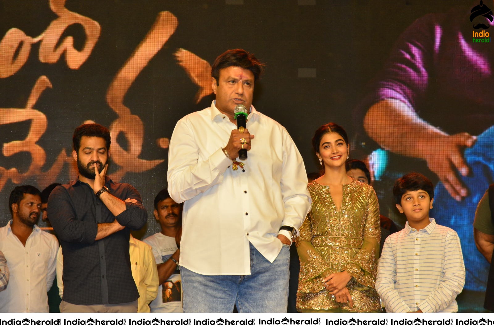 Pooja Hegde and Junior NTR from Aravinda Sametha Success Event Throwback Photos Set 2