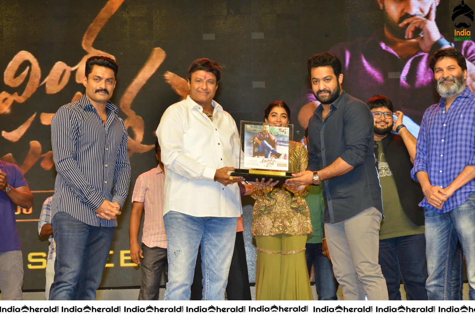 Pooja Hegde and Junior NTR from Aravinda Sametha Success Event Throwback Photos Set 3