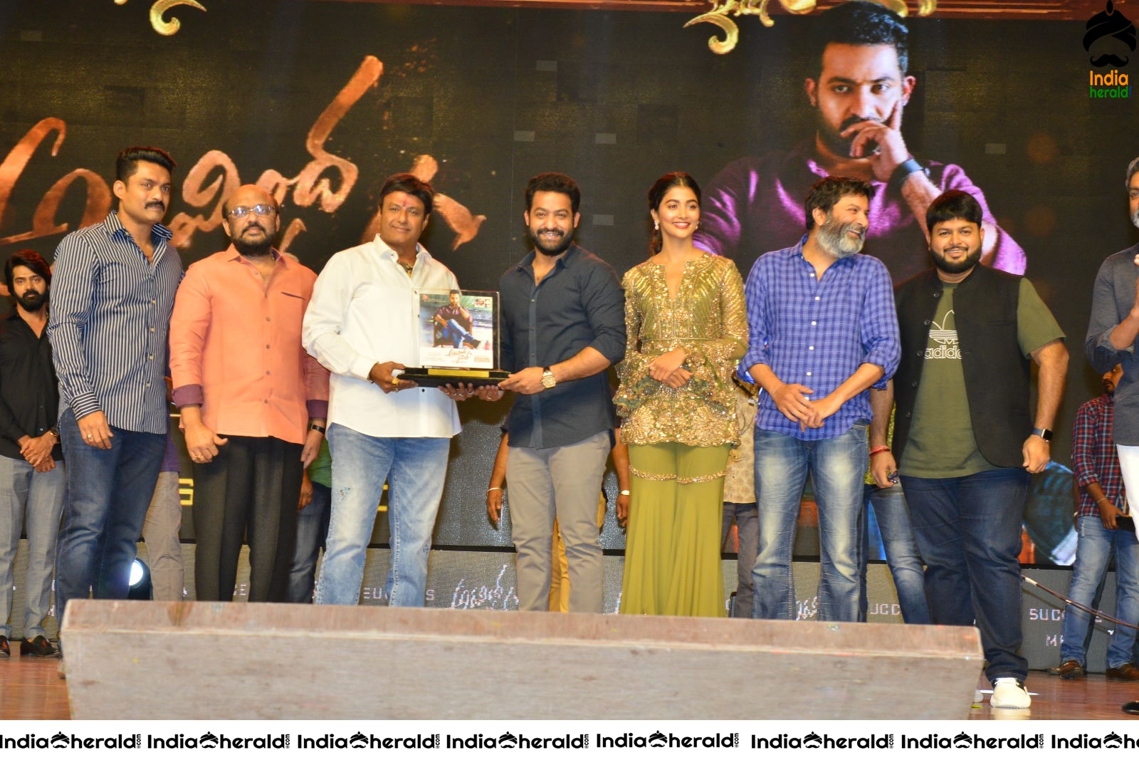 Pooja Hegde and Junior NTR from Aravinda Sametha Success Event Throwback Photos Set 3