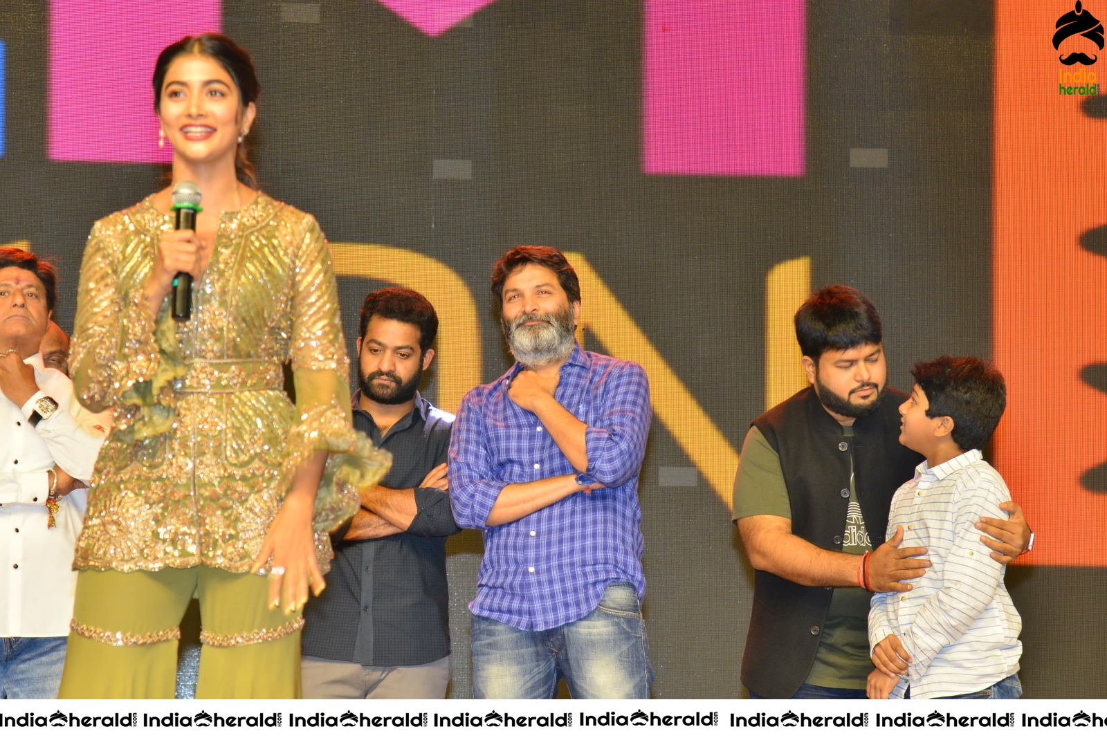 Pooja Hegde and Junior NTR from Aravinda Sametha Success Event Throwback Photos Set 4