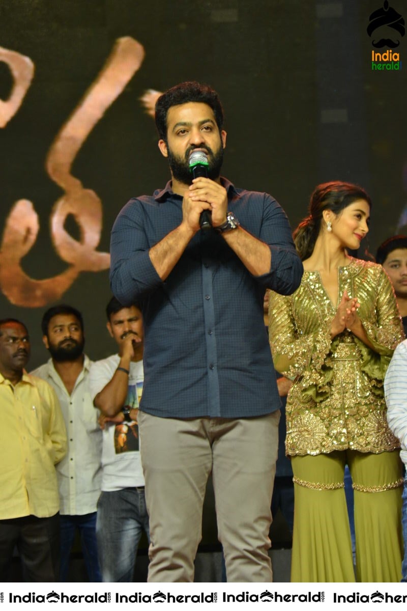 Pooja Hegde and Junior NTR from Aravinda Sametha Success Event Throwback Photos Set 5