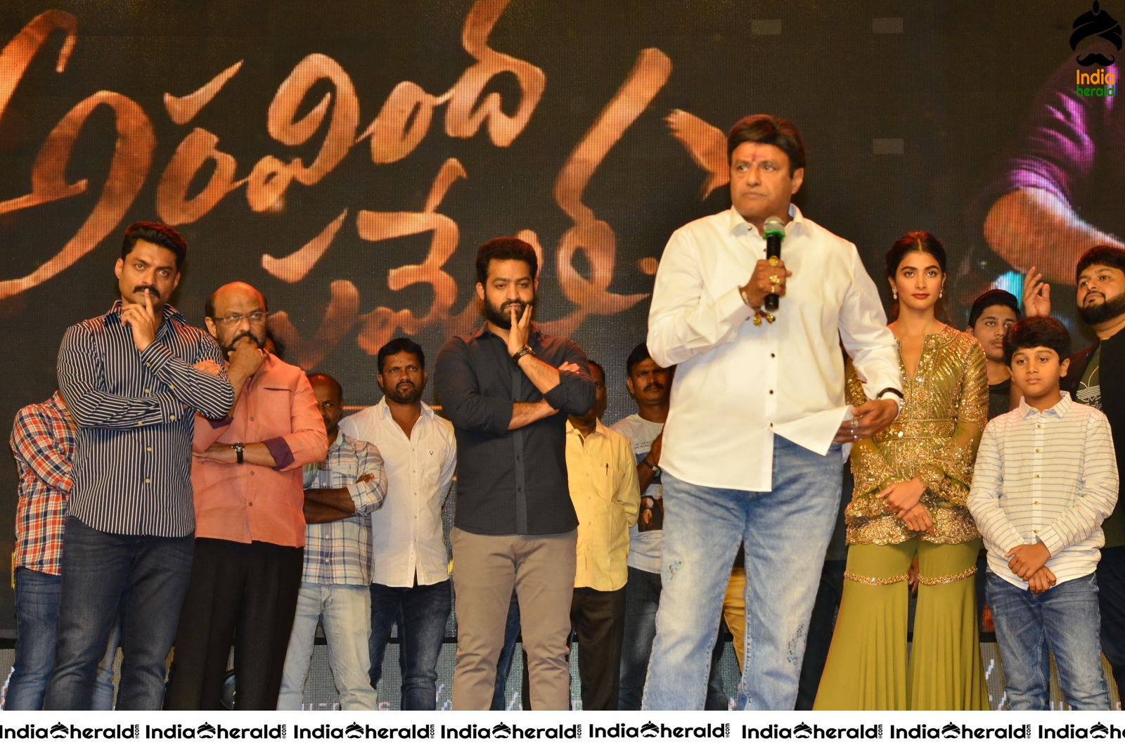 Pooja Hegde and Junior NTR from Aravinda Sametha Success Event Throwback Photos Set 5