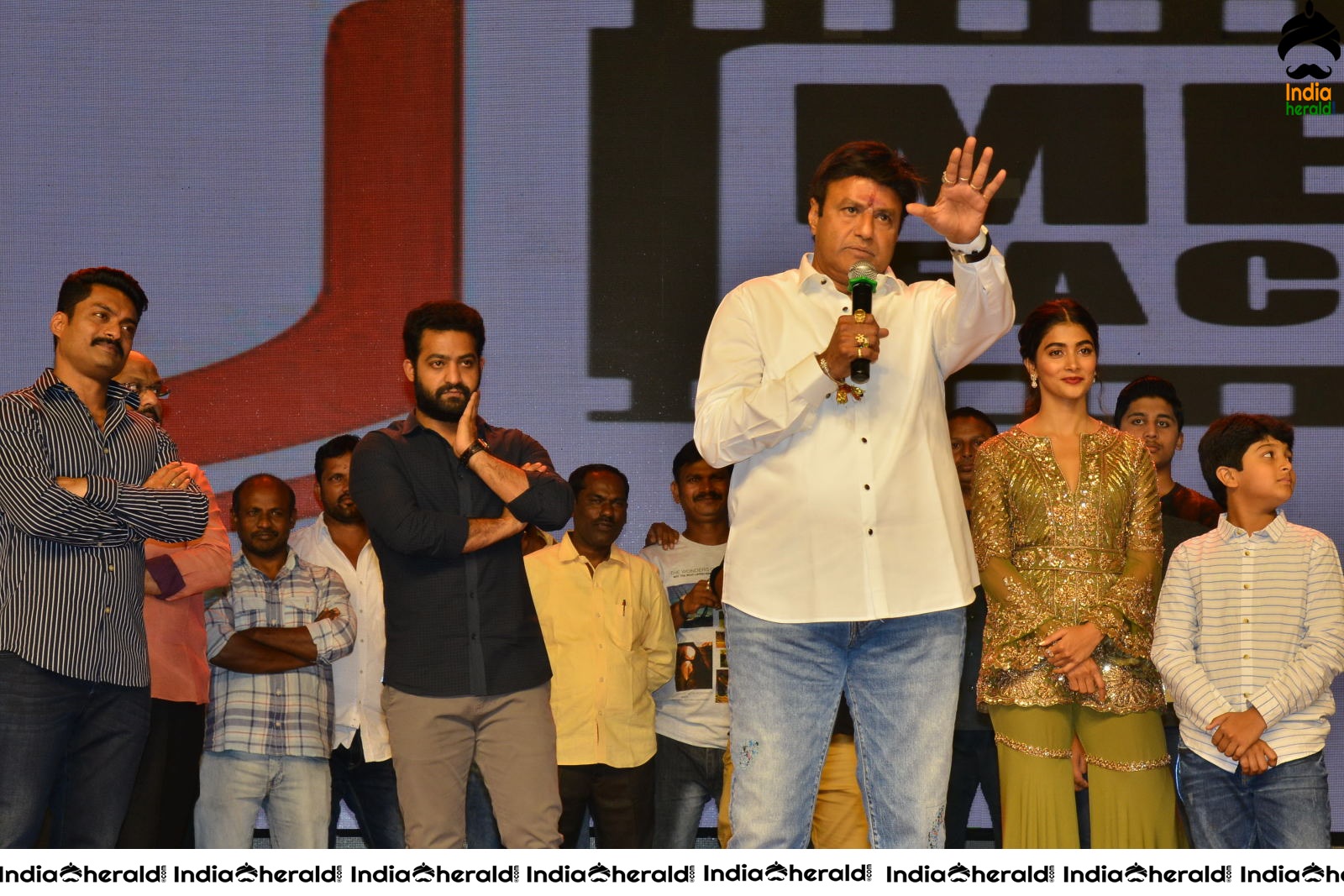 Pooja Hegde and Junior NTR from Aravinda Sametha Success Event Throwback Photos Set 5