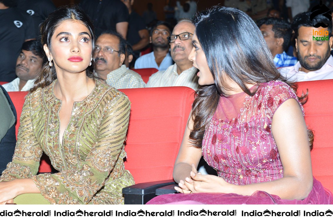 Pooja Hegde and Junior NTR from Aravinda Sametha Success Event Throwback Photos Set 9