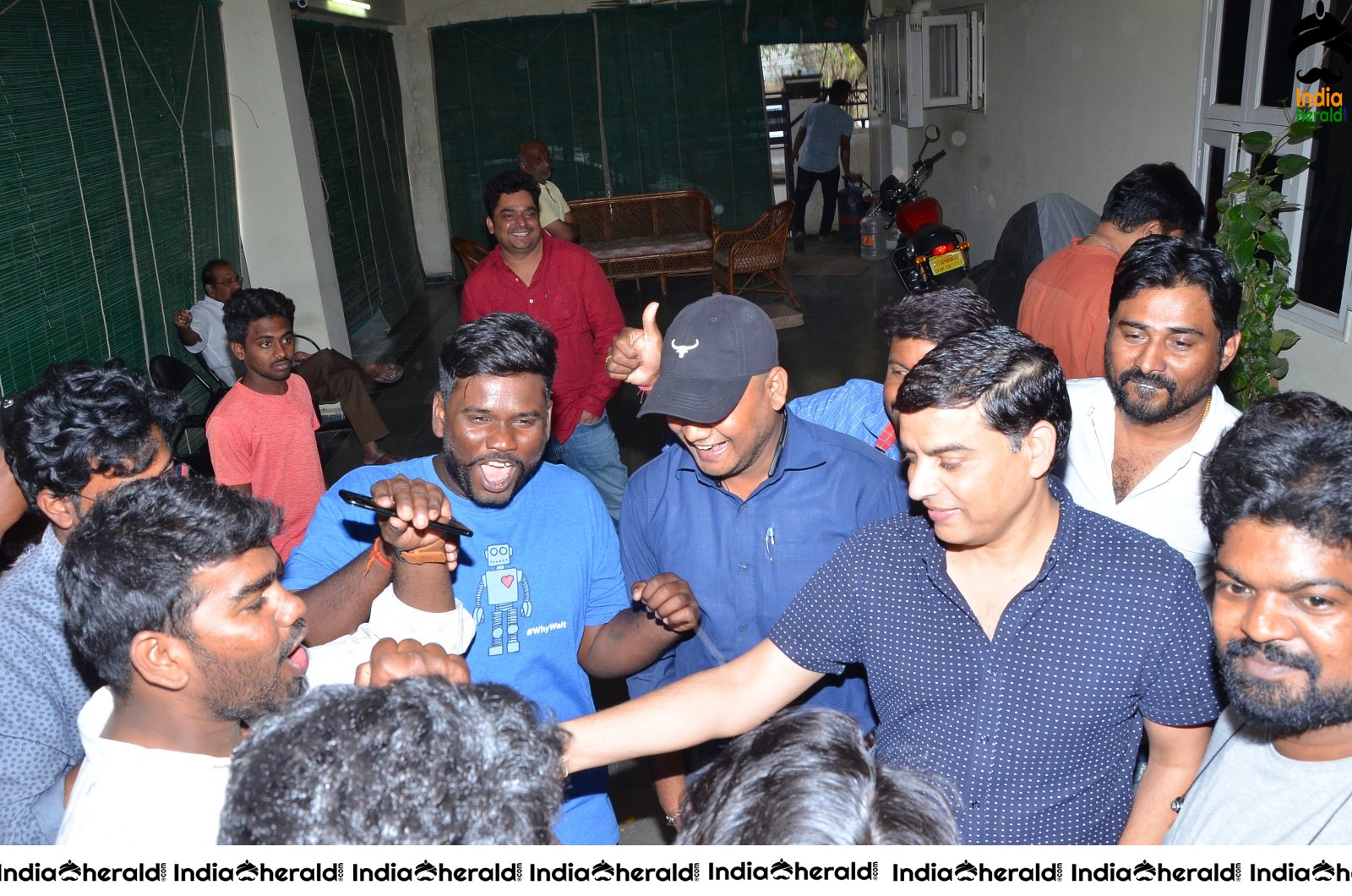 Power Star Pawan Kalyan fans hungama at Dil Raju office Set 2