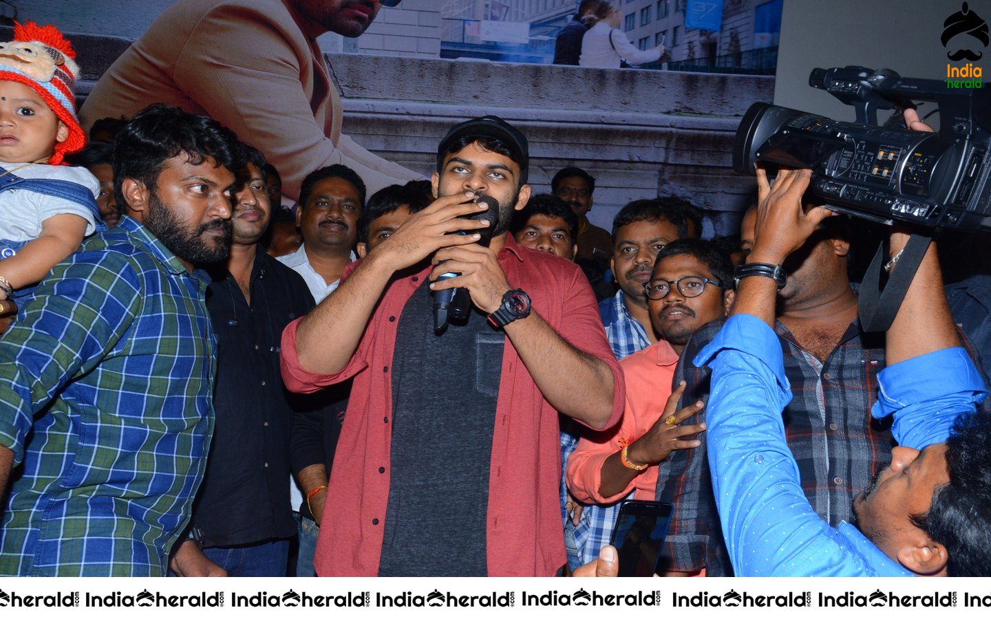 Pratiroju Pandagey Movie Team Bus tour at Eluru photos Set 2