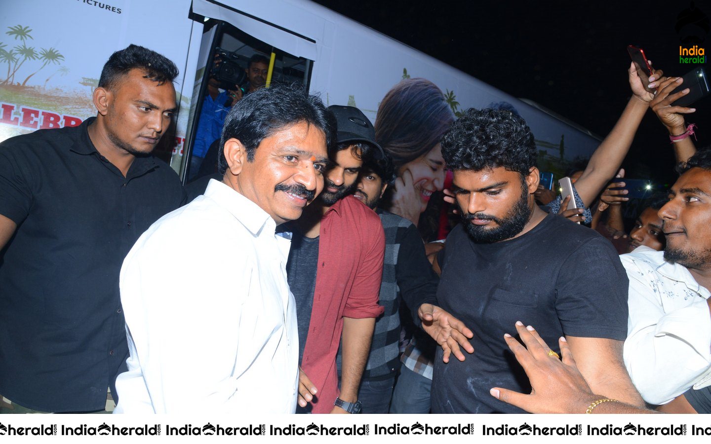 Pratiroju Pandagey Movie Team Bus tour at Tanuku Set 2