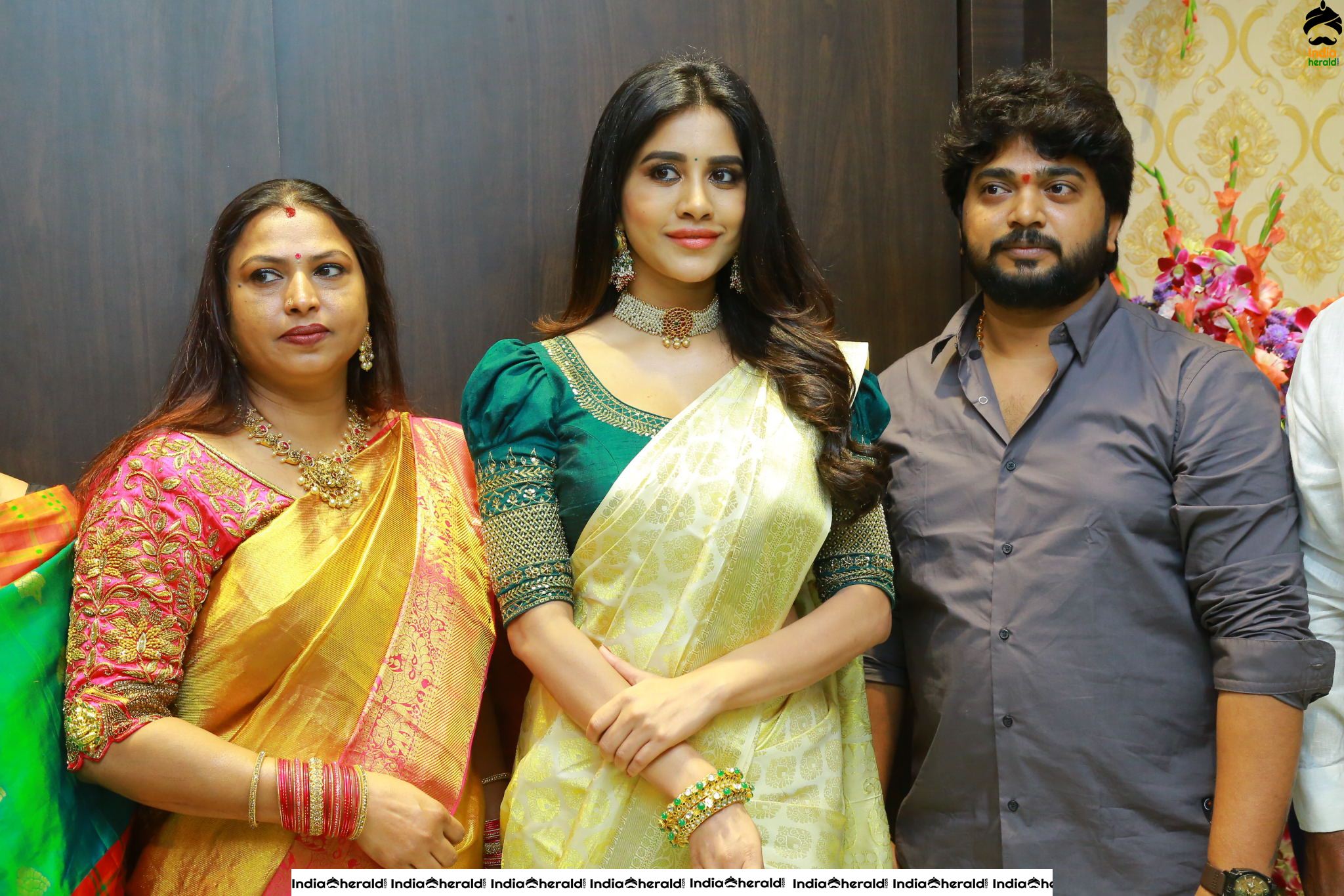 Pretty Nabha Natesh in Saree Launches Sri Kanchi Alankar Silks at Saroornagar Set 2