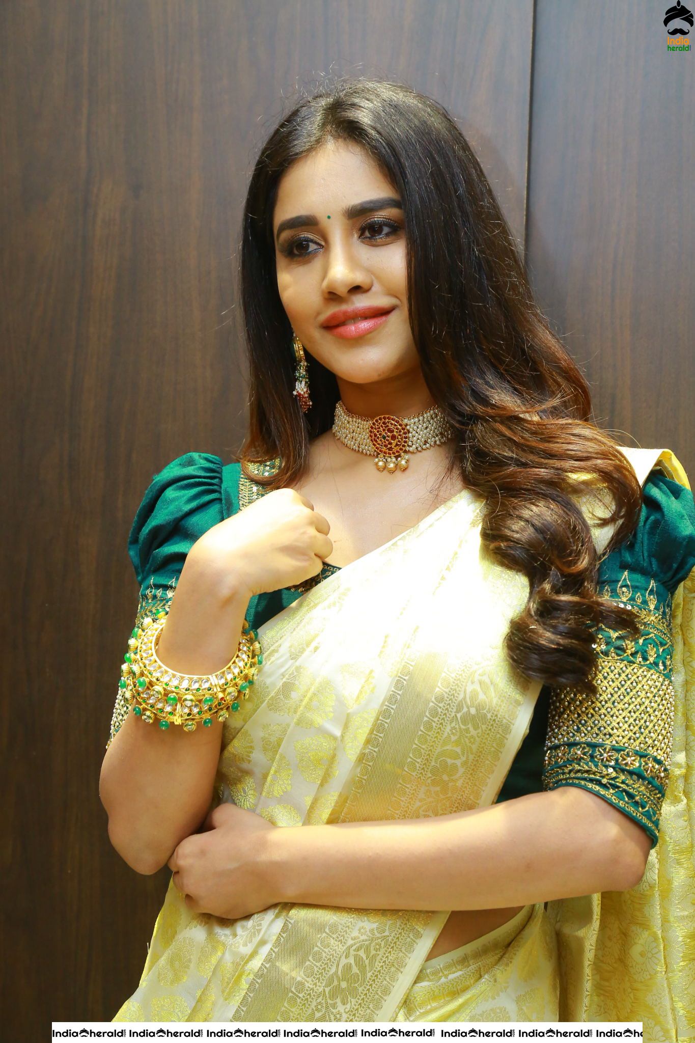 Pretty Nabha Natesh in Saree Launches Sri Kanchi Alankar Silks at Saroornagar Set 2