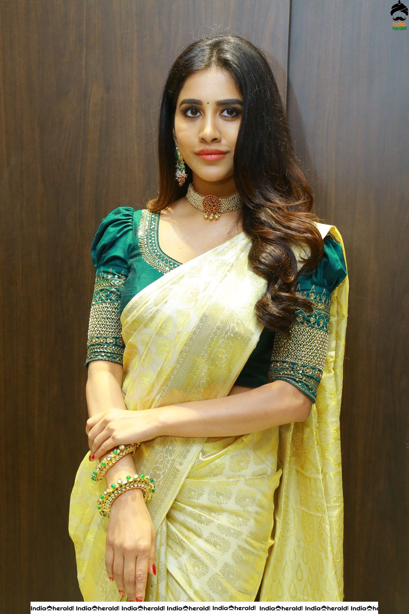 Pretty Nabha Natesh in Saree Launches Sri Kanchi Alankar Silks at Saroornagar Set 2