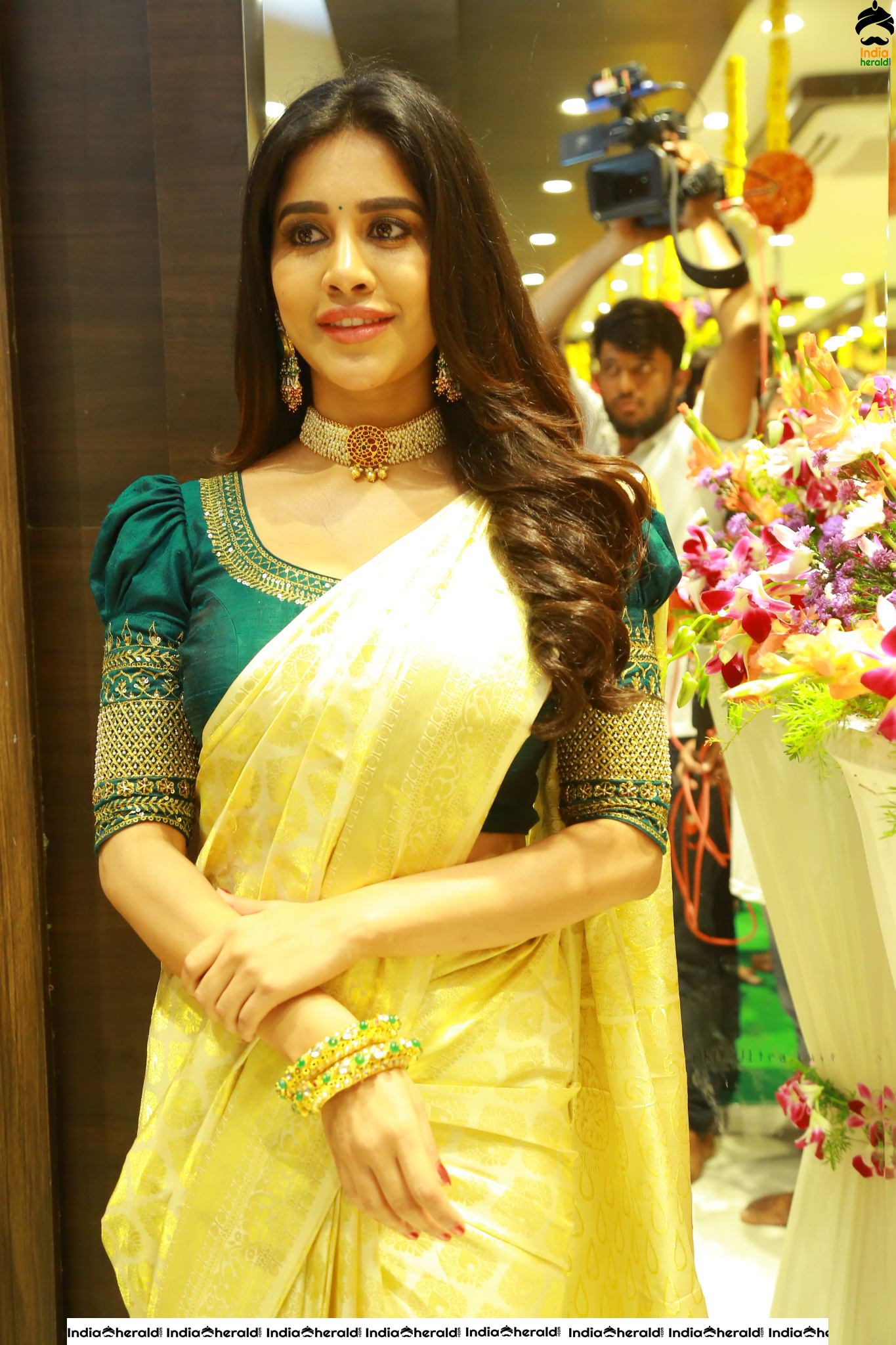 Pretty Nabha Natesh in Saree Launches Sri Kanchi Alankar Silks at Saroornagar Set 3