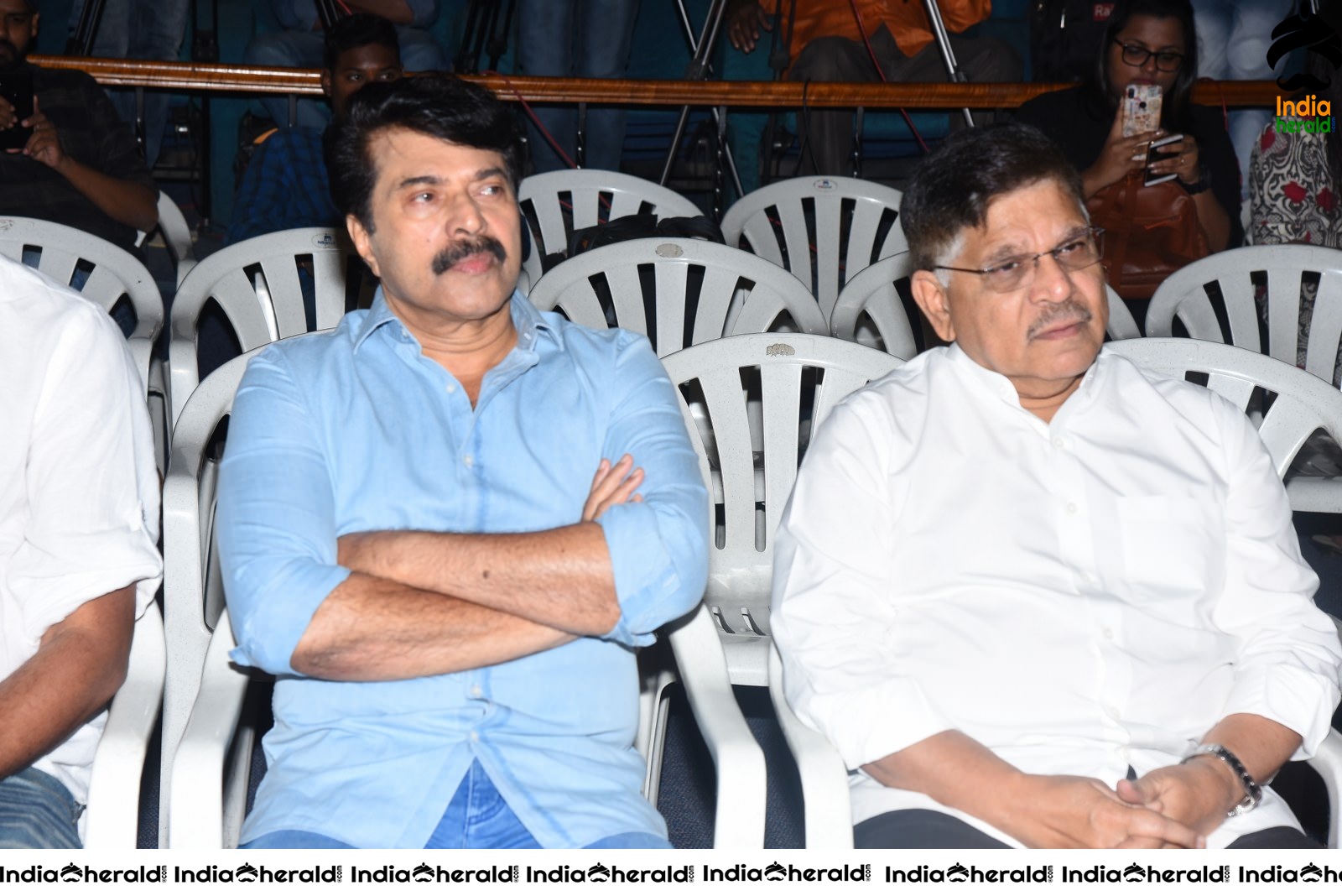 Producer Allu Aravind and Mammootty from Mamangam Movie Trailer Launch