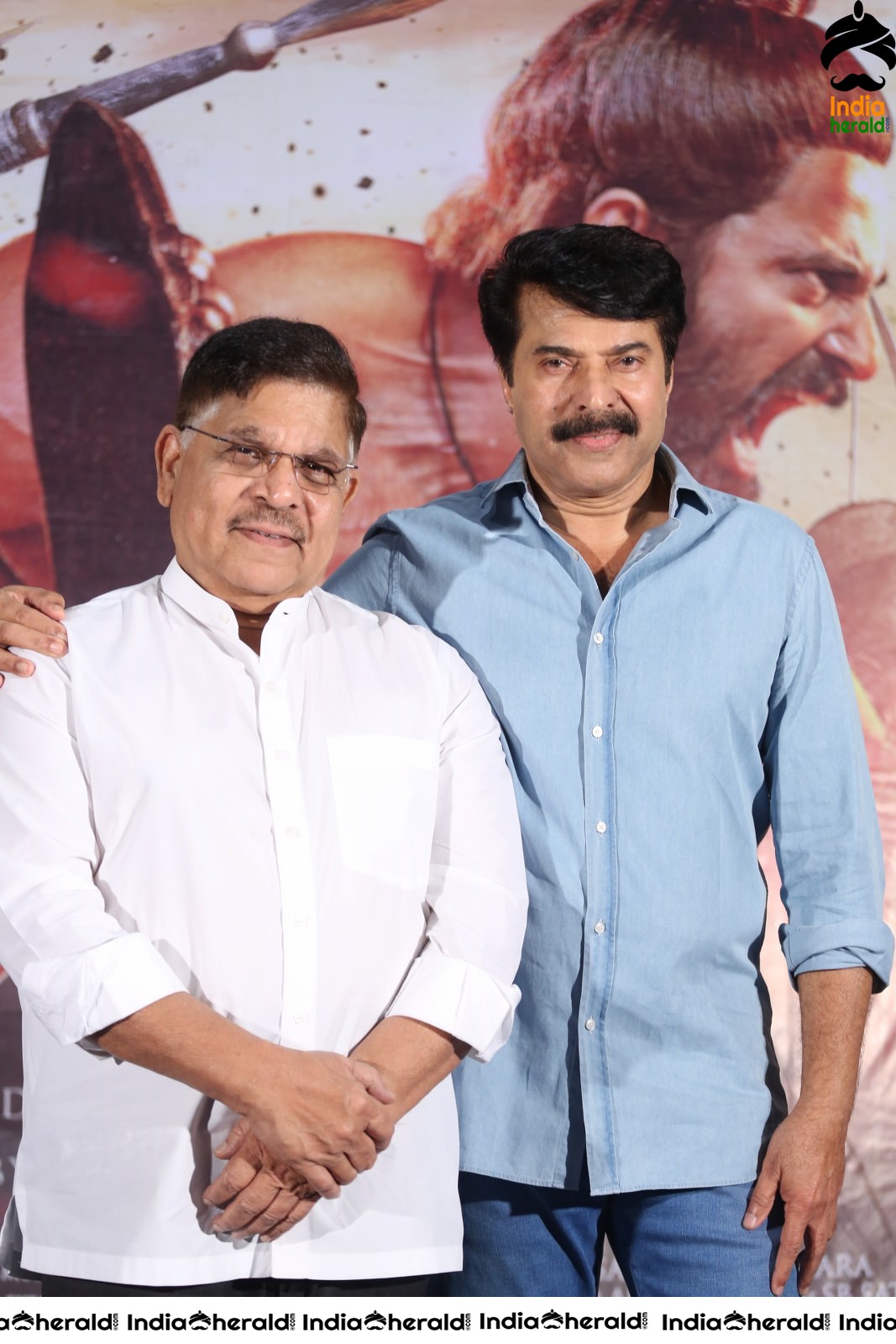 Producer Allu Aravind and Mammootty from Mamangam Movie Trailer Launch