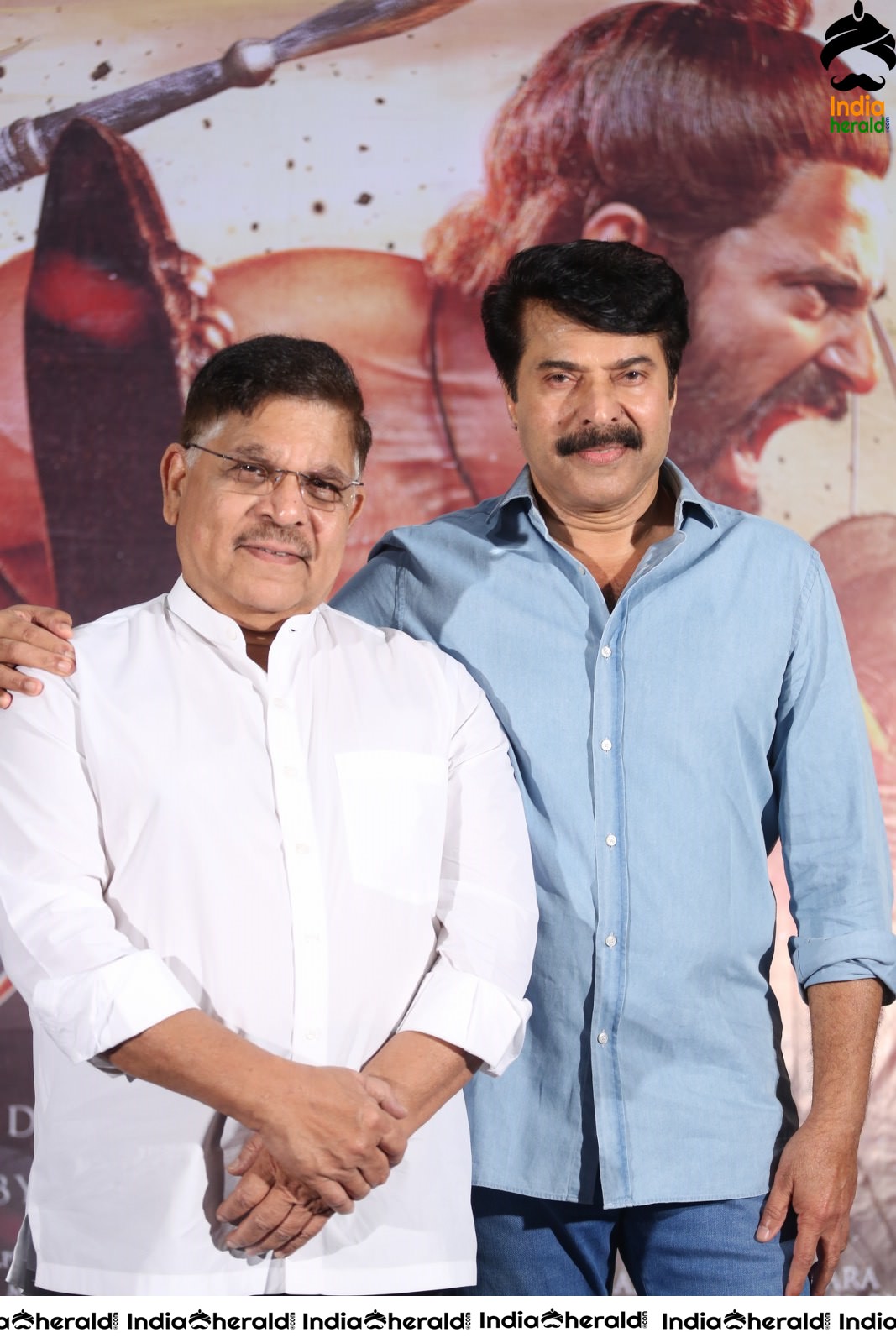 Producer Allu Aravind and Mammootty from Mamangam Movie Trailer Launch