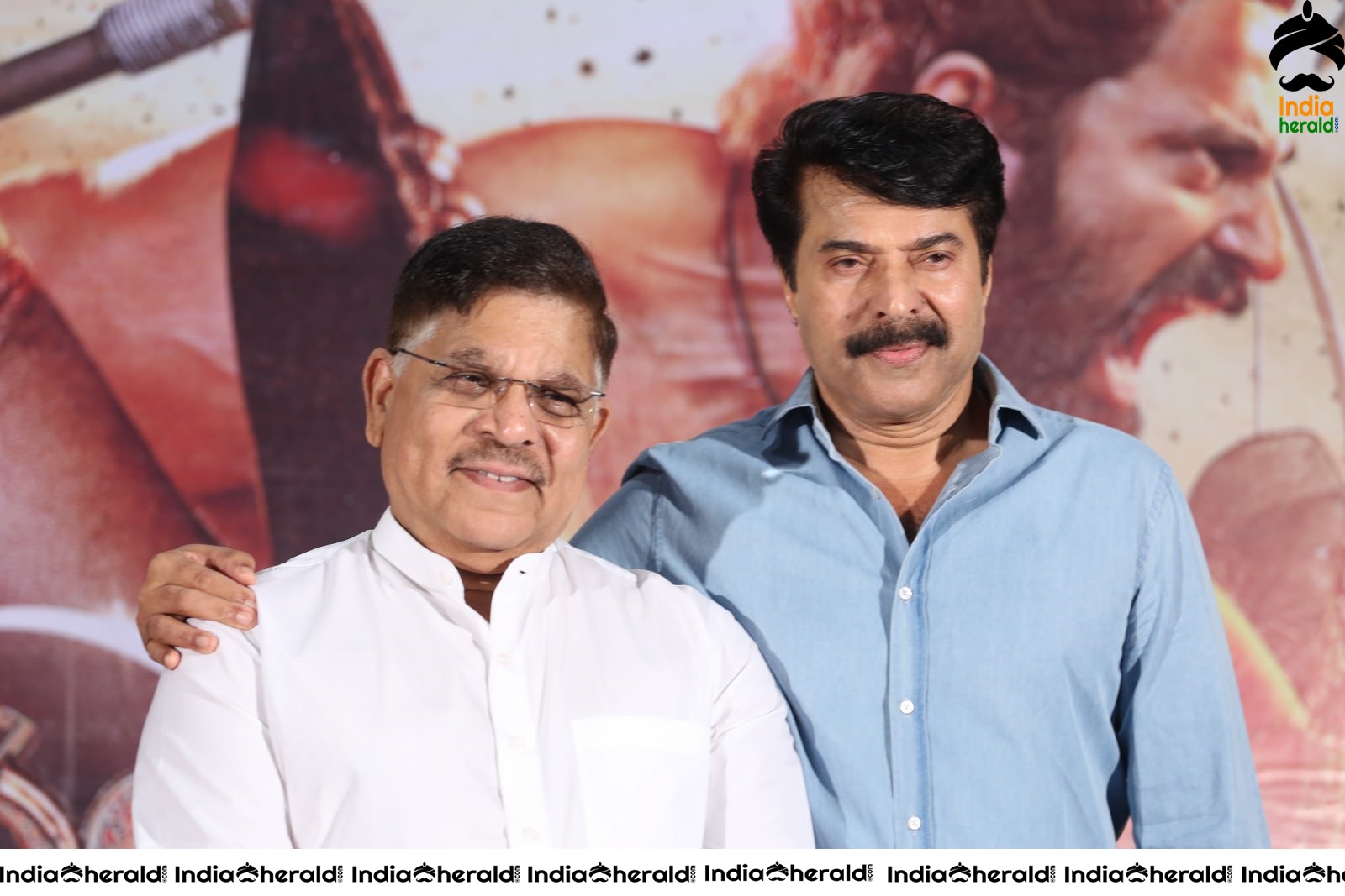 Producer Allu Aravind and Mammootty from Mamangam Movie Trailer Launch