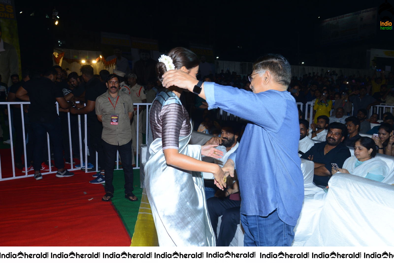 Producer Allu Aravind Welcomes Pooja Hegde Set 1