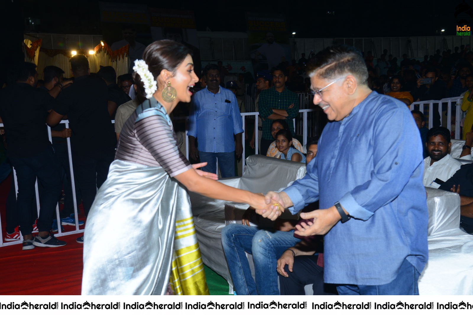 Producer Allu Aravind Welcomes Pooja Hegde Set 1