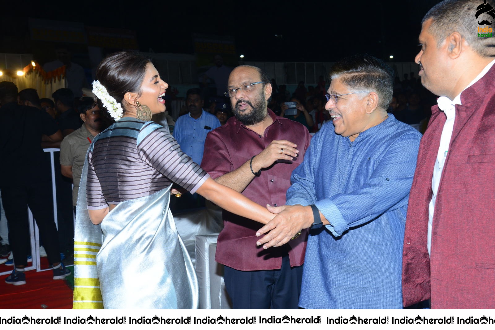 Producer Allu Aravind Welcomes Pooja Hegde Set 2