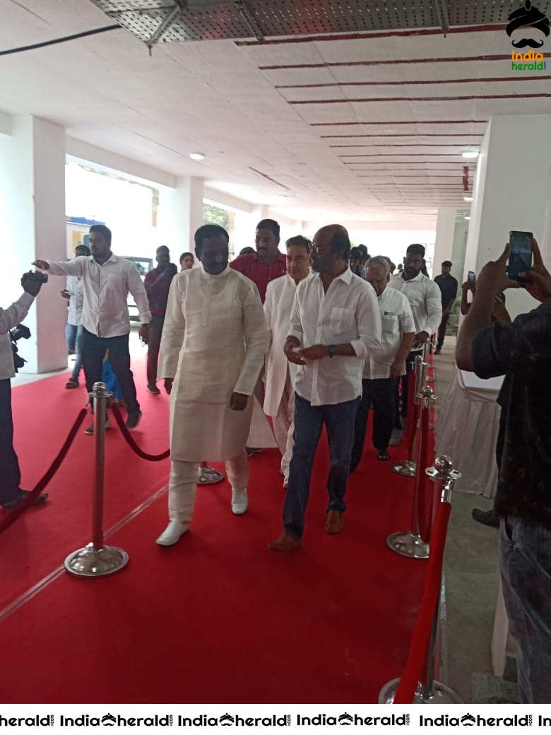 Rajinikanth arrives at RKFI for the unveiling of Director K Balachander Statue