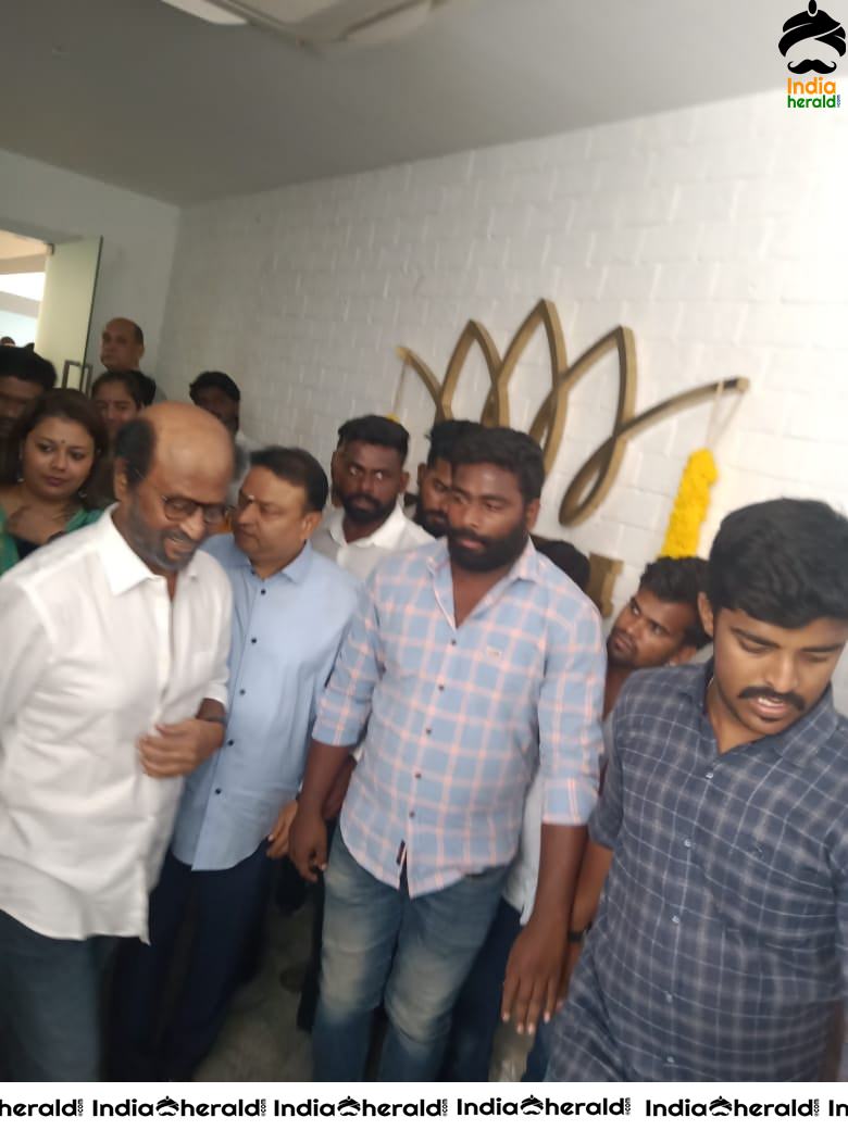 Rajinikanth arrives at RKFI for the unveiling of Director K Balachander Statue