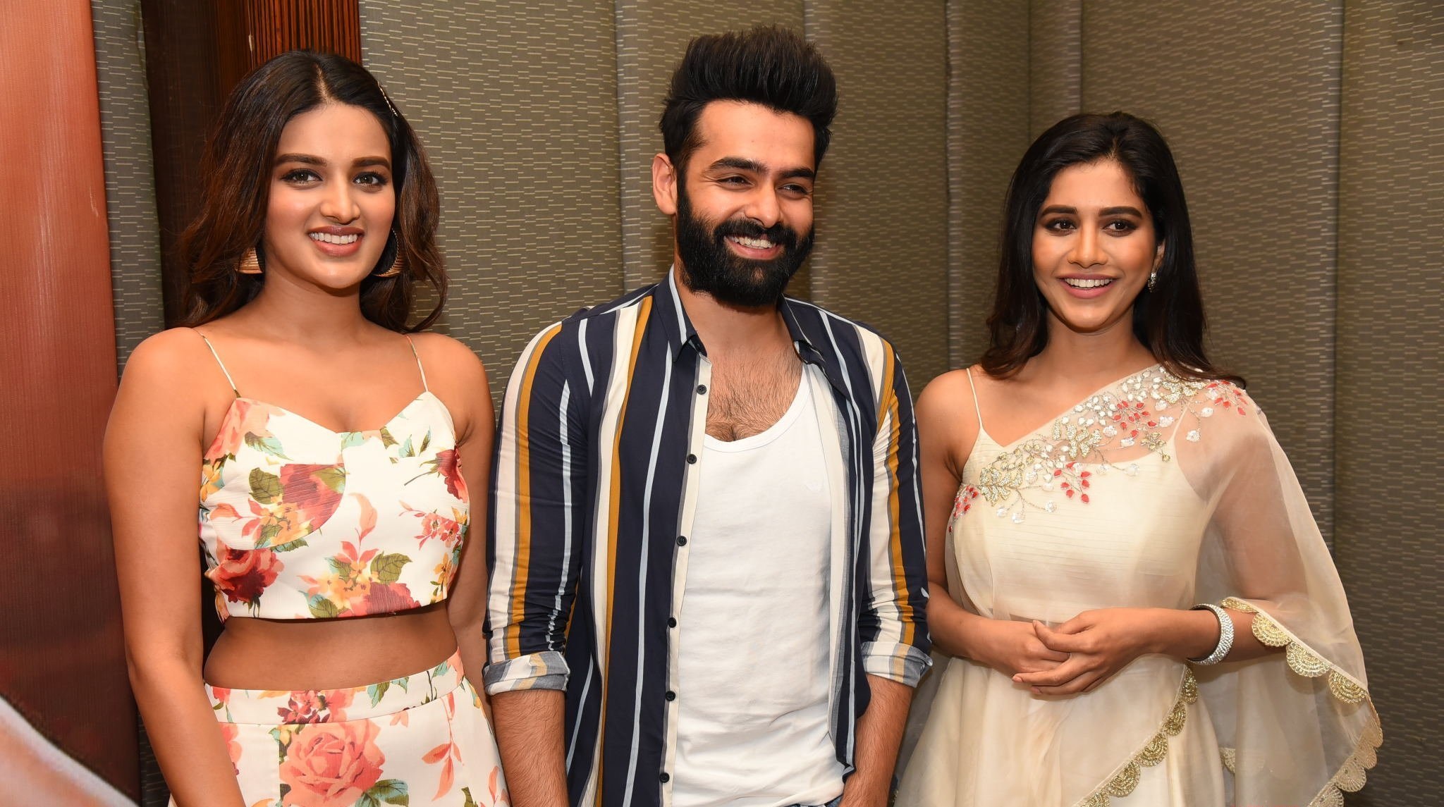 Ram Nidhhi Agerwal And Nabha Natesh At Ismart Shankar Movie Press Meet At Vijayawada