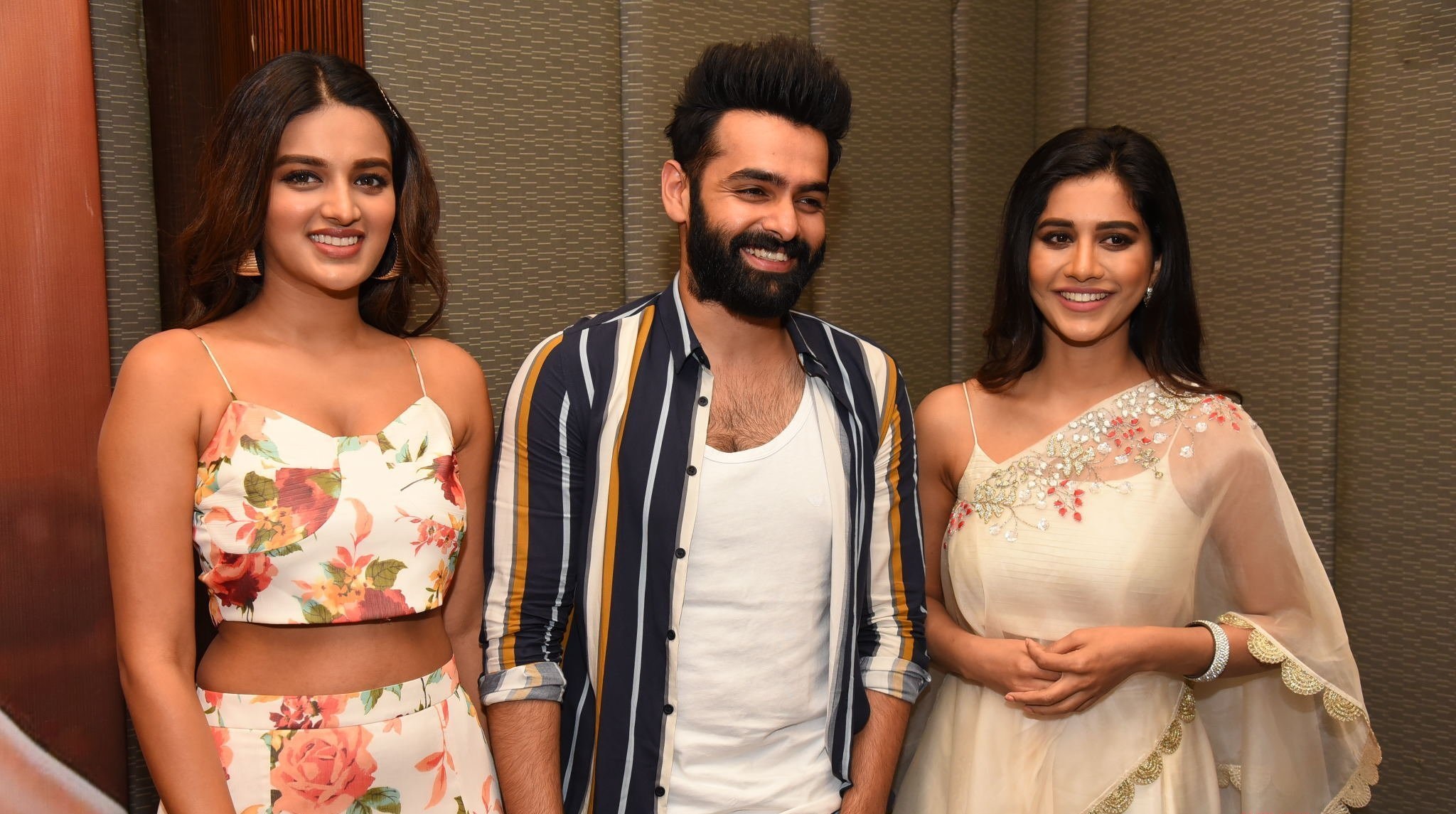 Ram Nidhhi Agerwal And Nabha Natesh At Ismart Shankar Movie Press Meet At Vijayawada