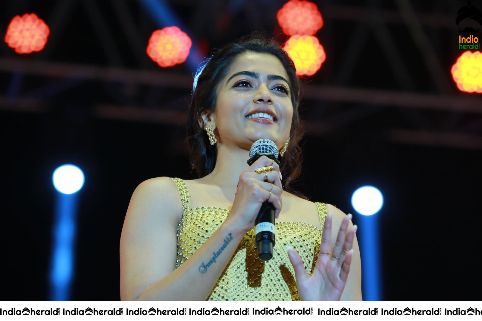 Rashmika Mandanna Cute and Adorable Moments with Kid on the stage at SN Event Set 2