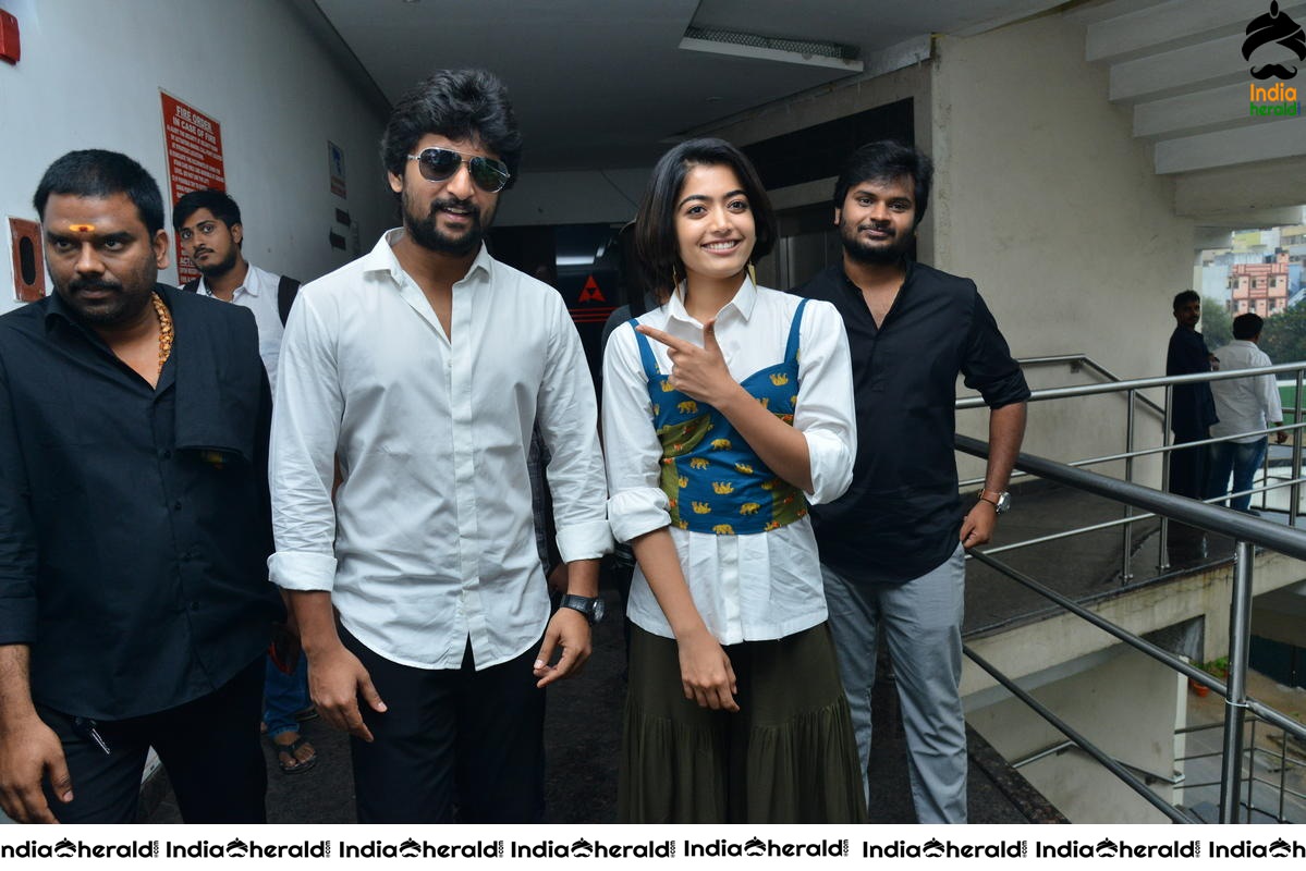 Rashmika with Nani and King Akkineni at Devadas Success Throwback Event Photos Set 5