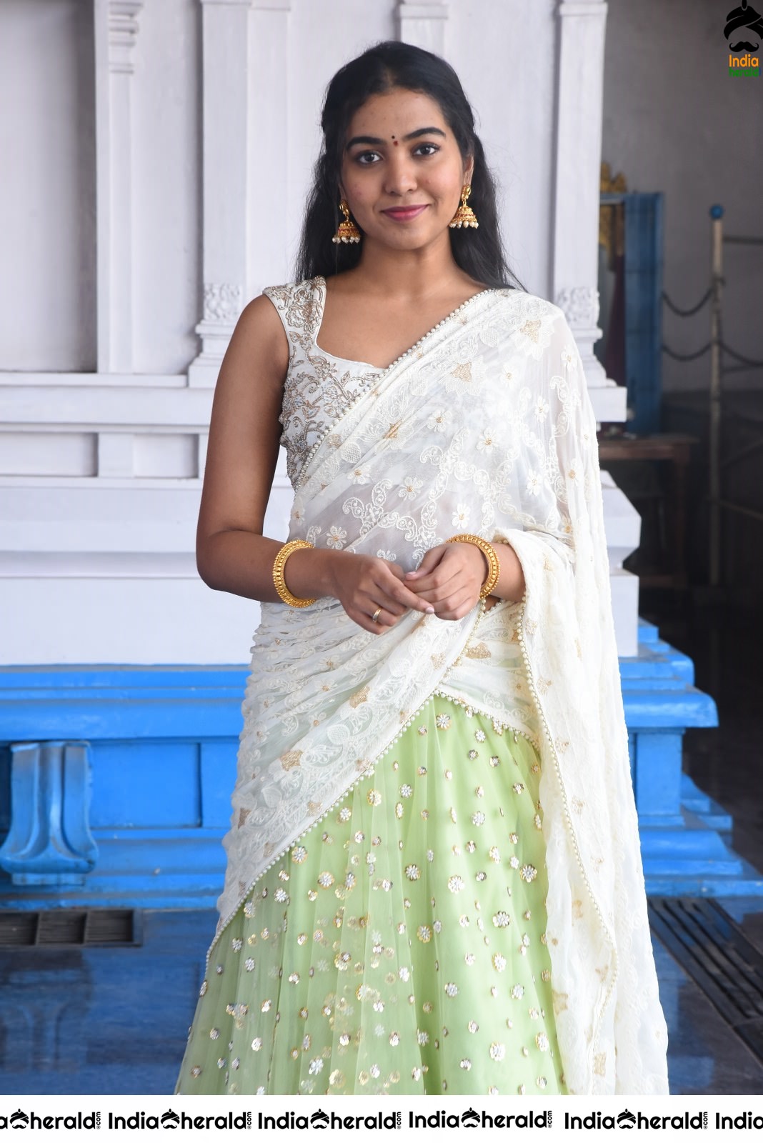 Shivathmika Rajasekhar Latest stills in Half Saree at Vidhi Vilasam Opening Event Set 1