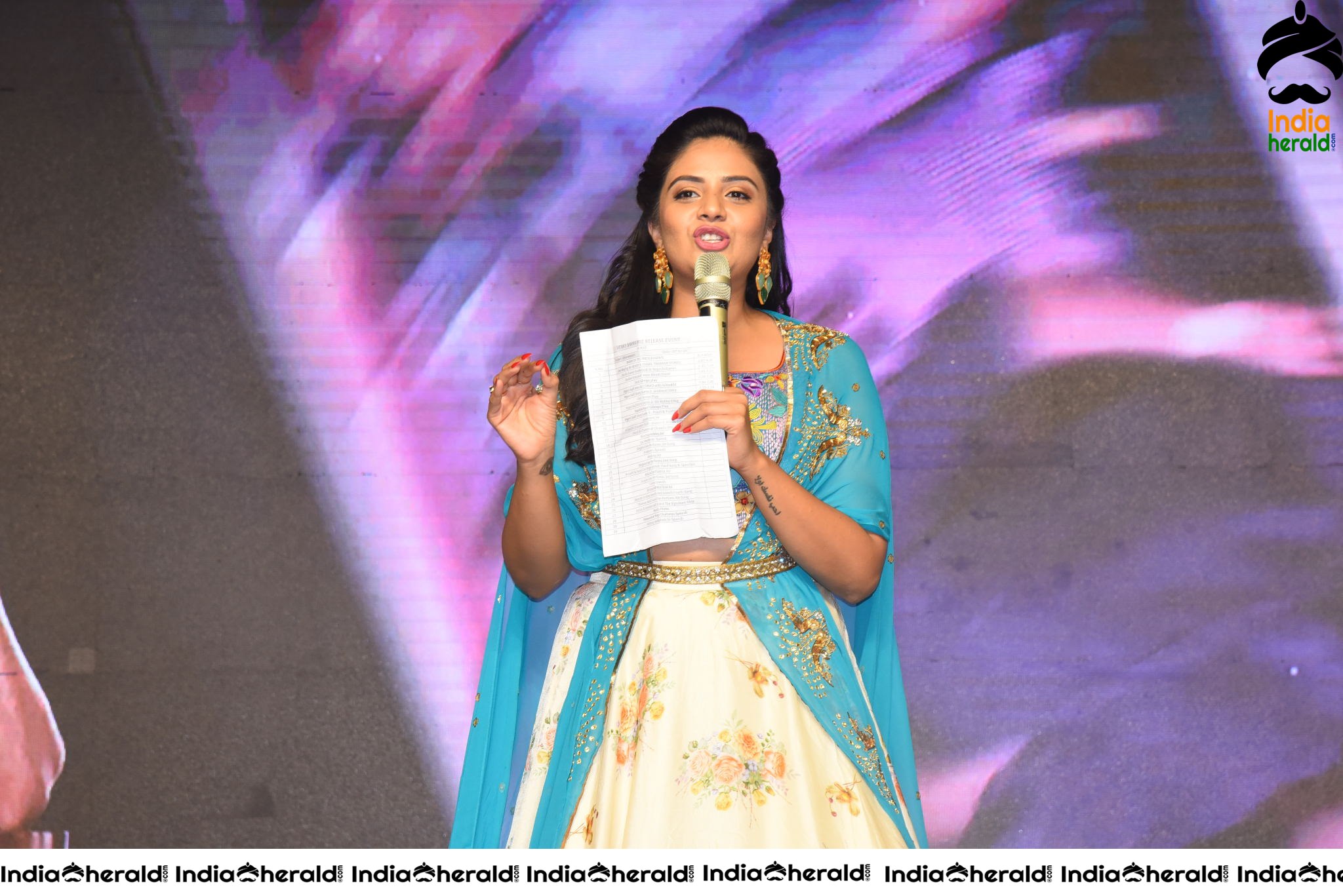 Sree Mukhi at Venky Mama Pre Release Event in Khammam Set 1