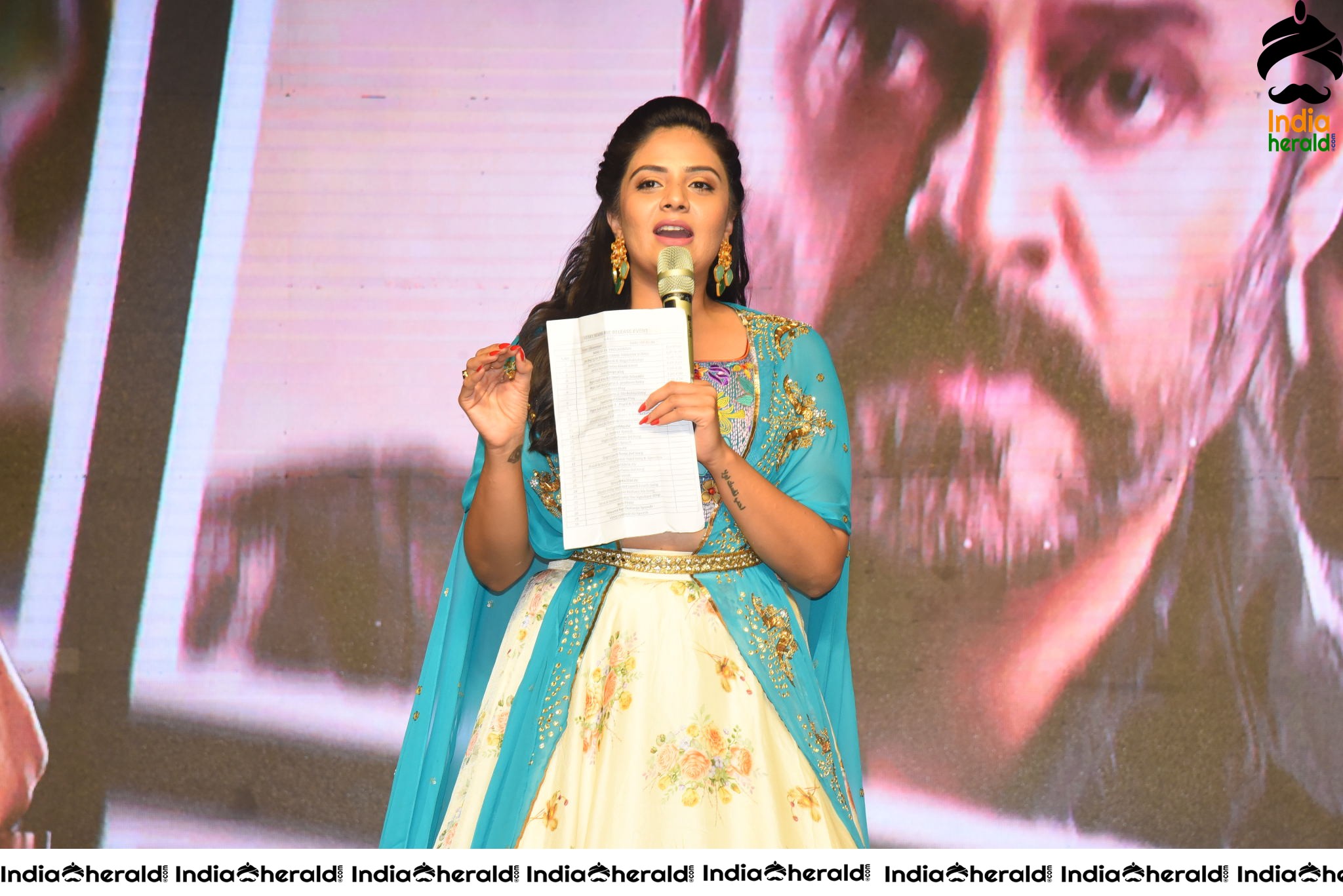 Sree Mukhi at Venky Mama Pre Release Event in Khammam Set 1