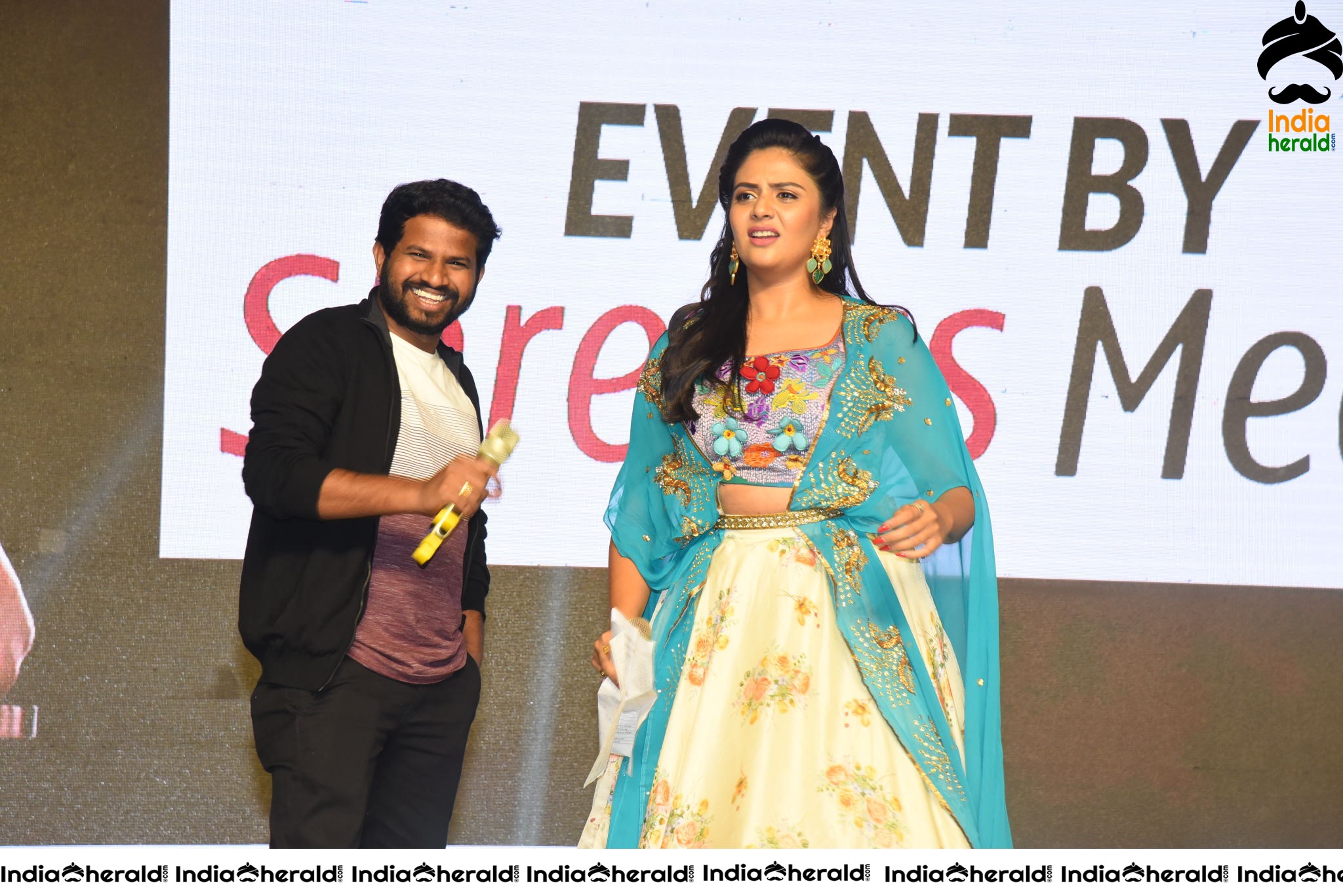 Sree Mukhi at Venky Mama Pre Release Event in Khammam Set 2