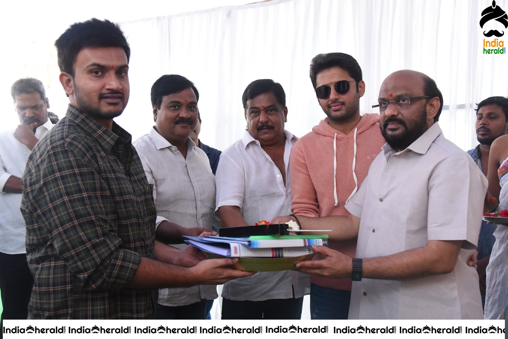 Sresth Films Banner where Nithiin teams up with Merlapaka Gandhi Pooja Stills Set 2