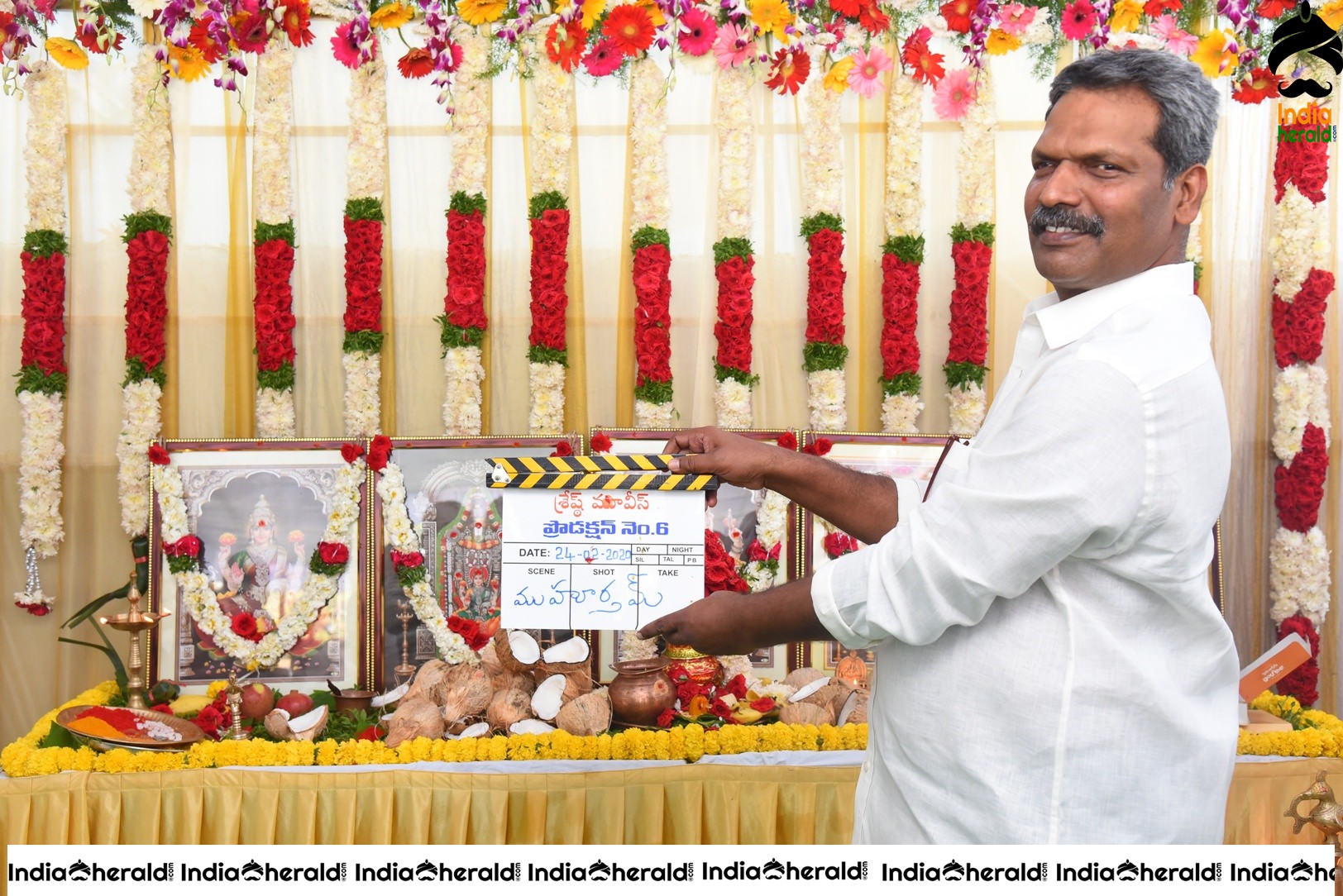 Sresth Films Banner where Nithiin teams up with Merlapaka Gandhi Pooja Stills Set 3