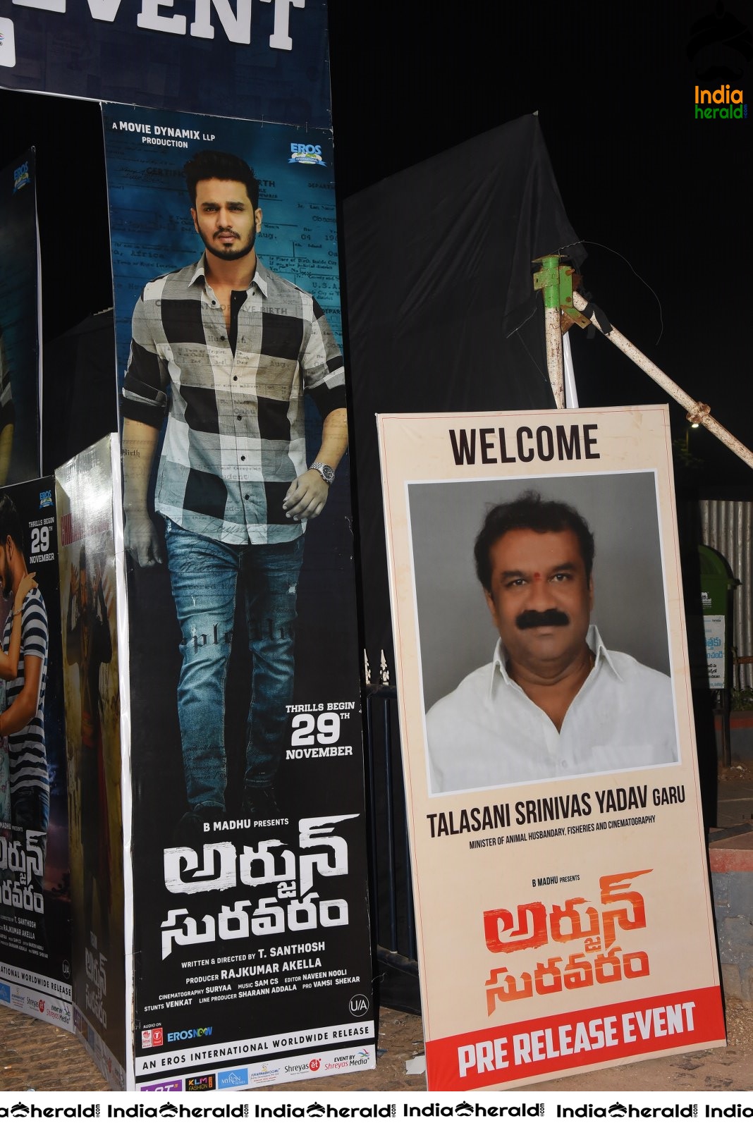 The Grand Stage and Banners for Arjun Suravaram Pre Release Event Set 1