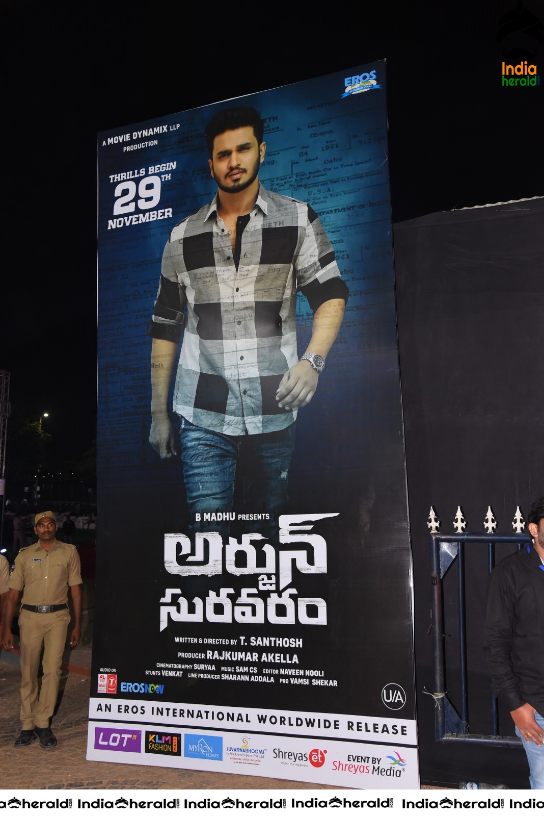 The Grand Stage and Banners for Arjun Suravaram Pre Release Event Set 2
