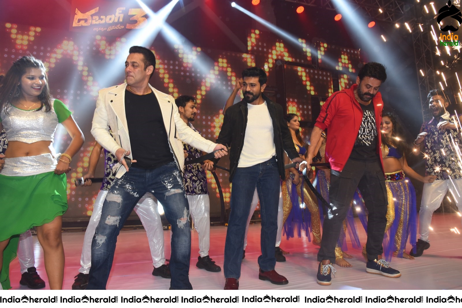 When Salman danced along with Tollywood Top Stars at Dabangg Event Set 1
