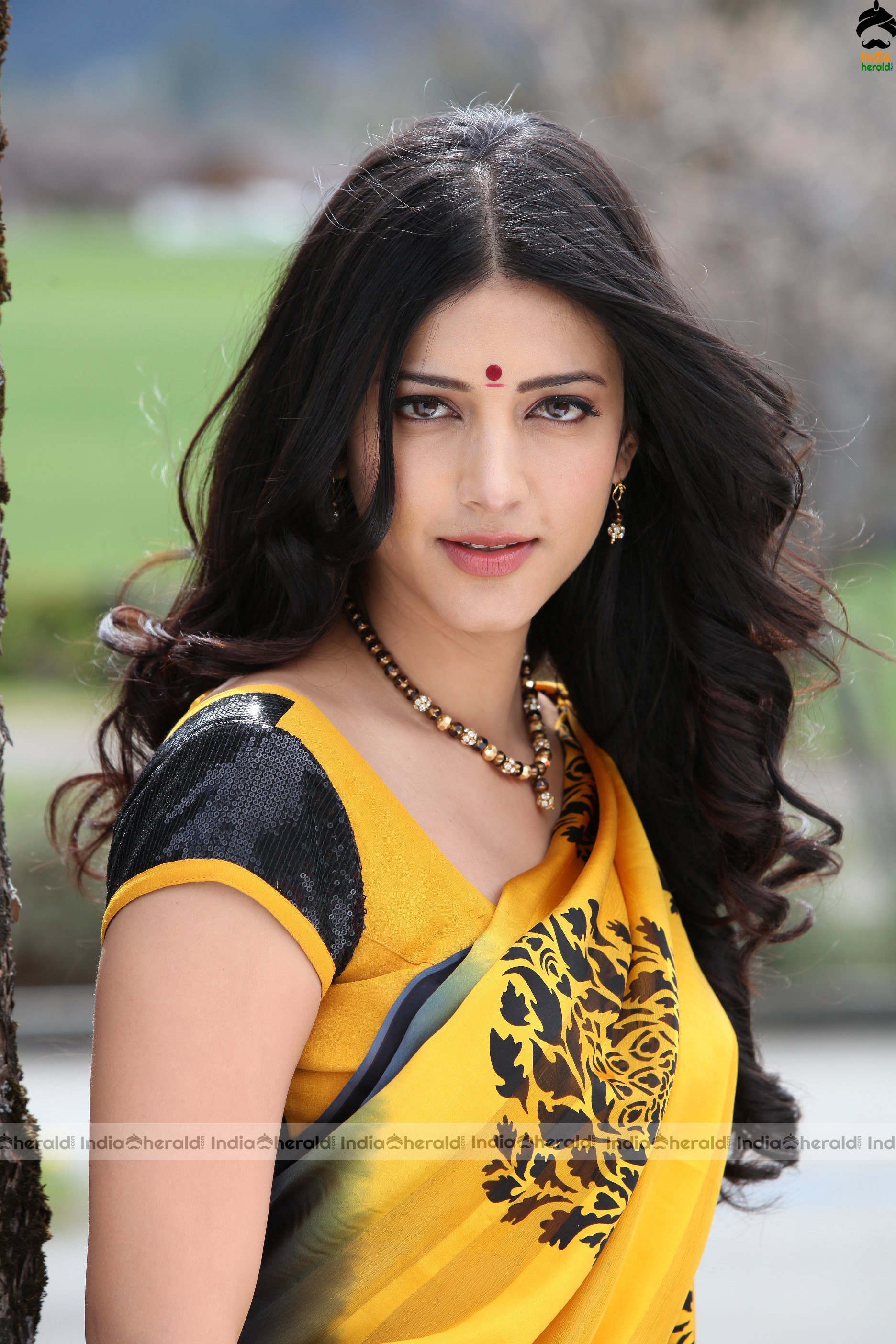 Shruti Haasan Hot Navel and Waist Show in Saree