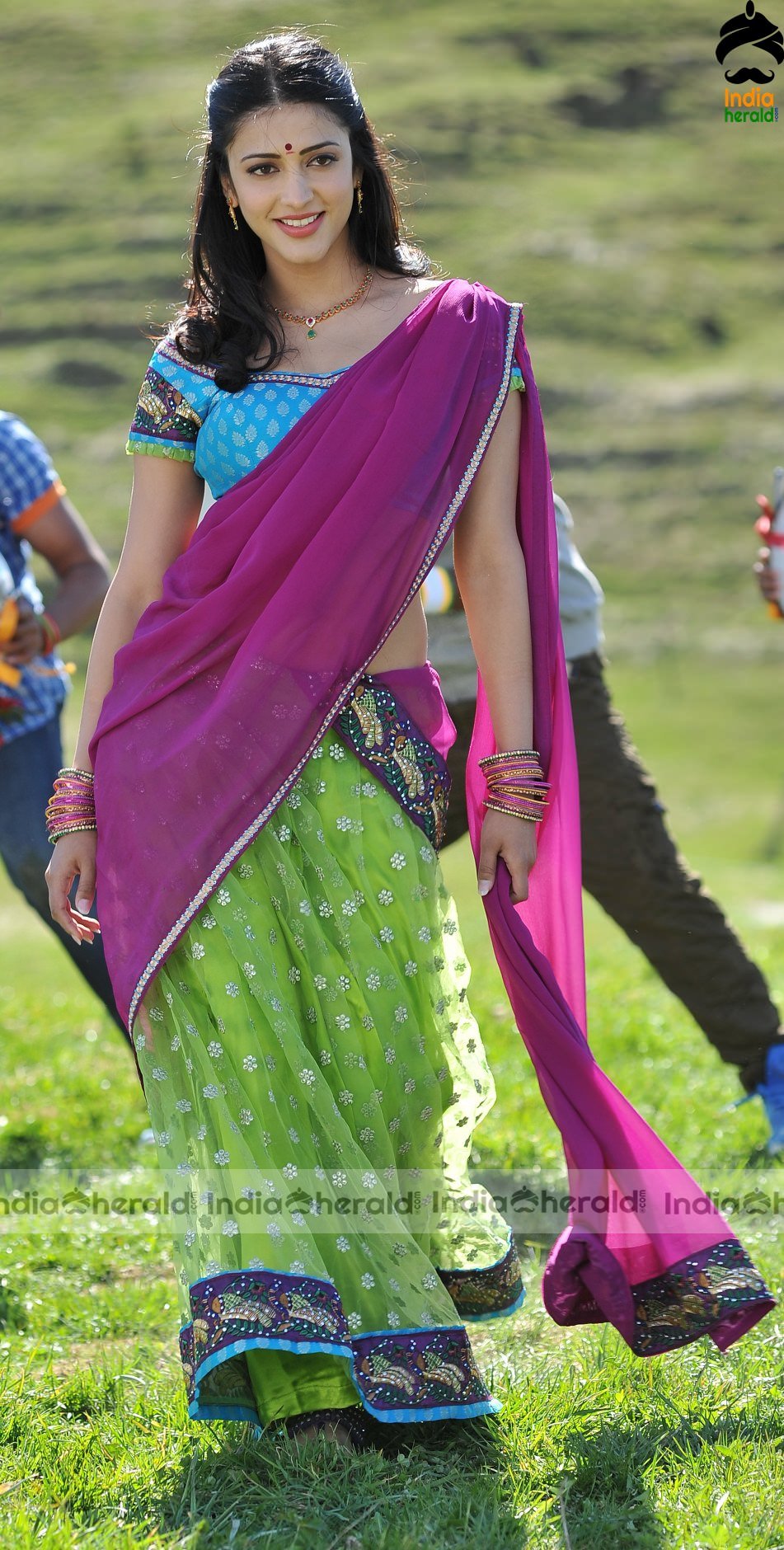 Shruti Haasan Hot Navel and Waist Show in Saree