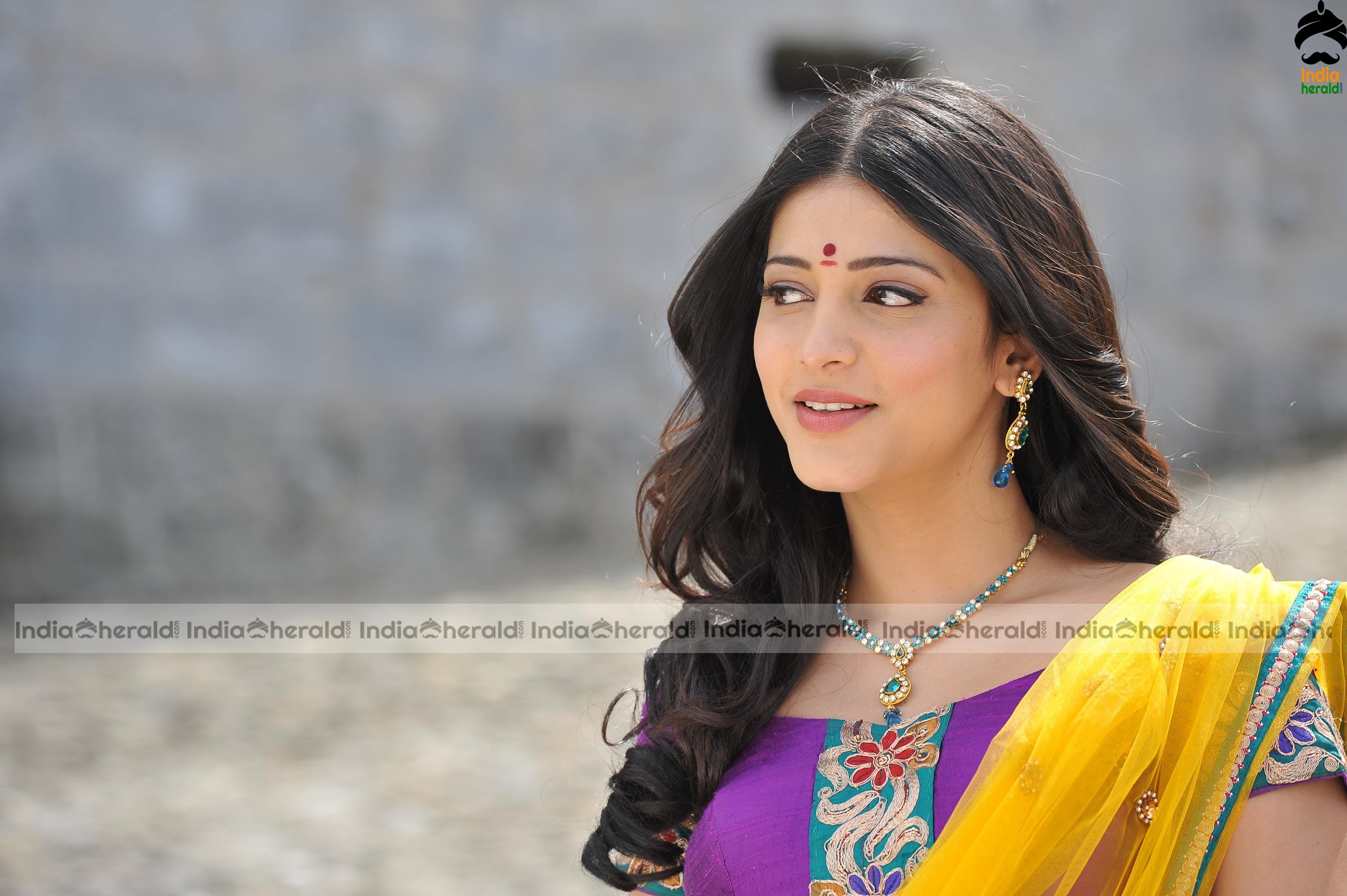 Shruti Haasan Hot Navel and Waist Show in Saree