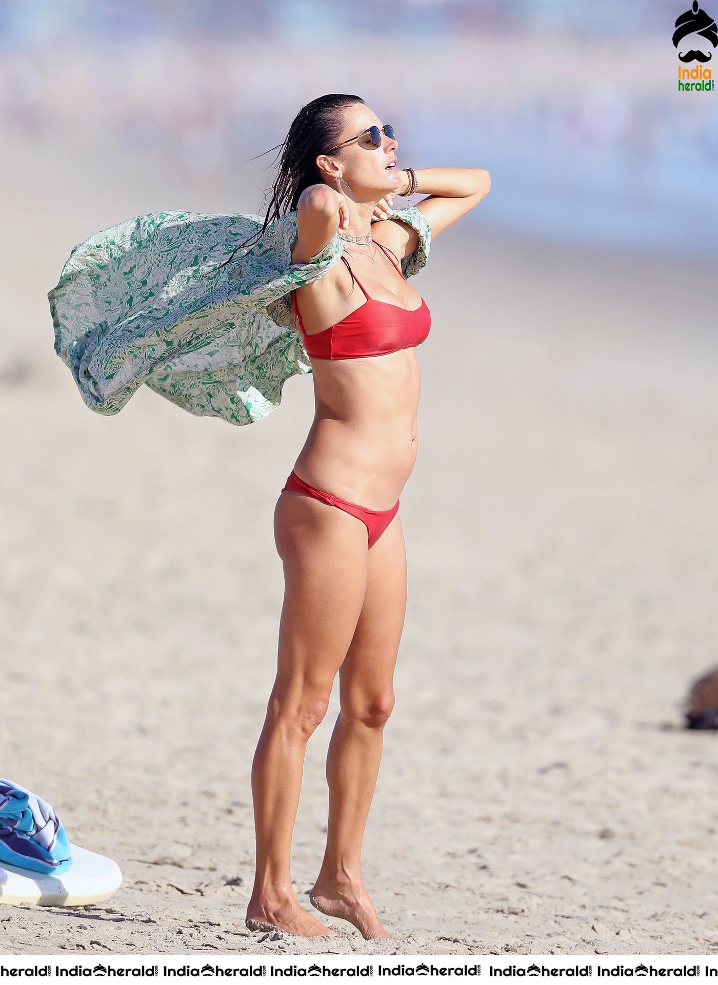 Alessandra Ambrosio Exposes her Hot Body in String Bikini as she takes bath in Beach Set 2