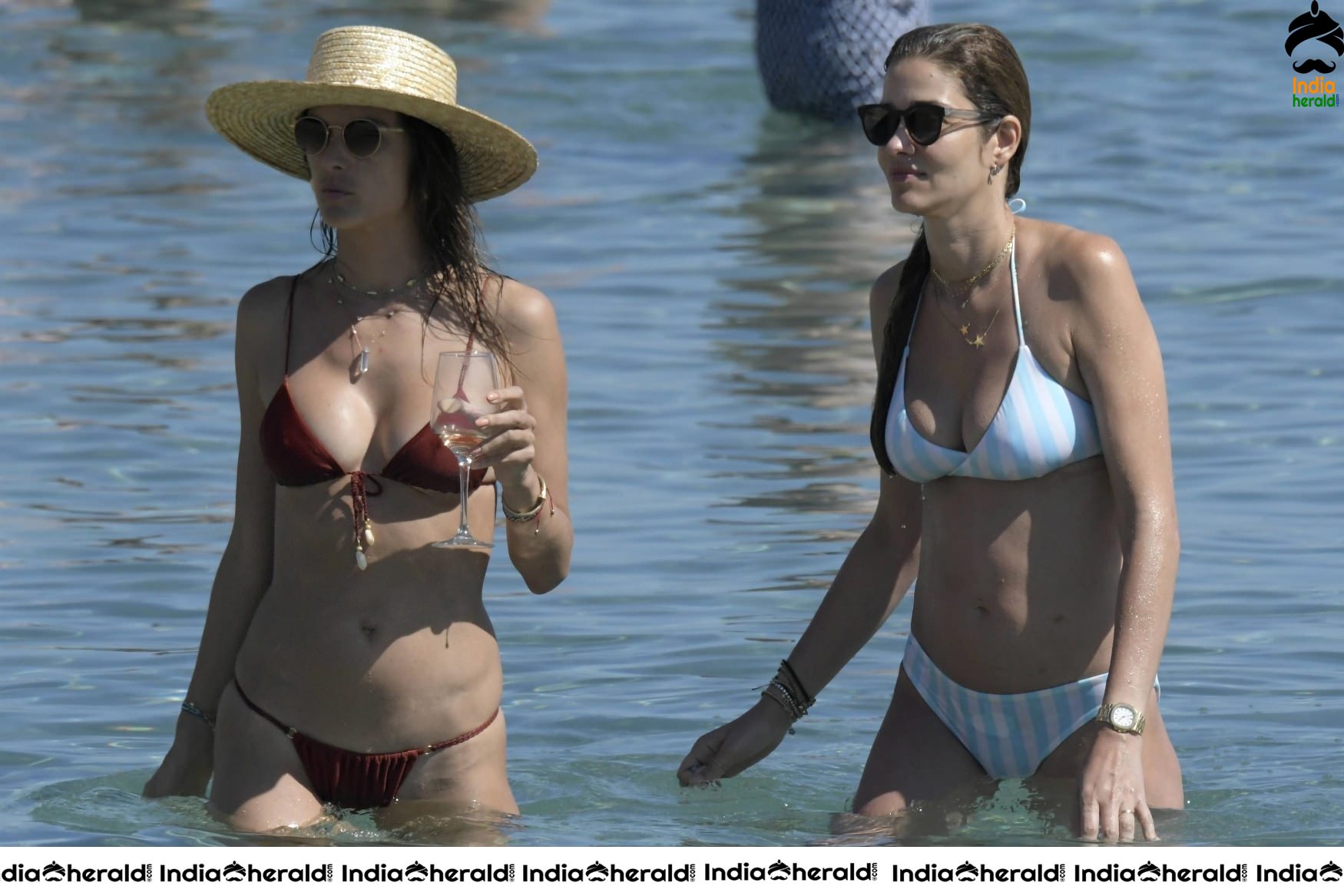 Alessandra Ambrosio Exposing Too Much in String Bikini on the beach in Mykonos Set 1