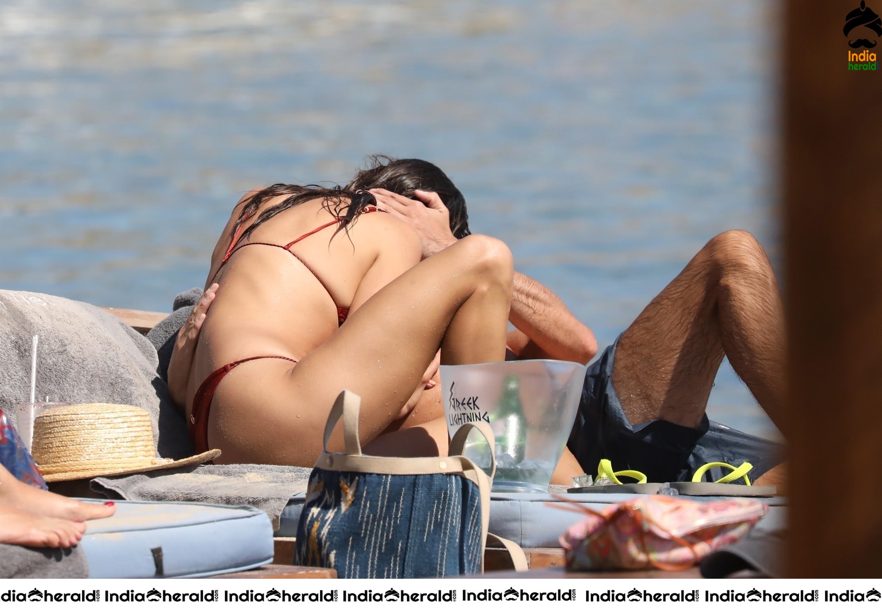 Alessandra Ambrosio Exposing Too Much in String Bikini on the beach in Mykonos Set 2