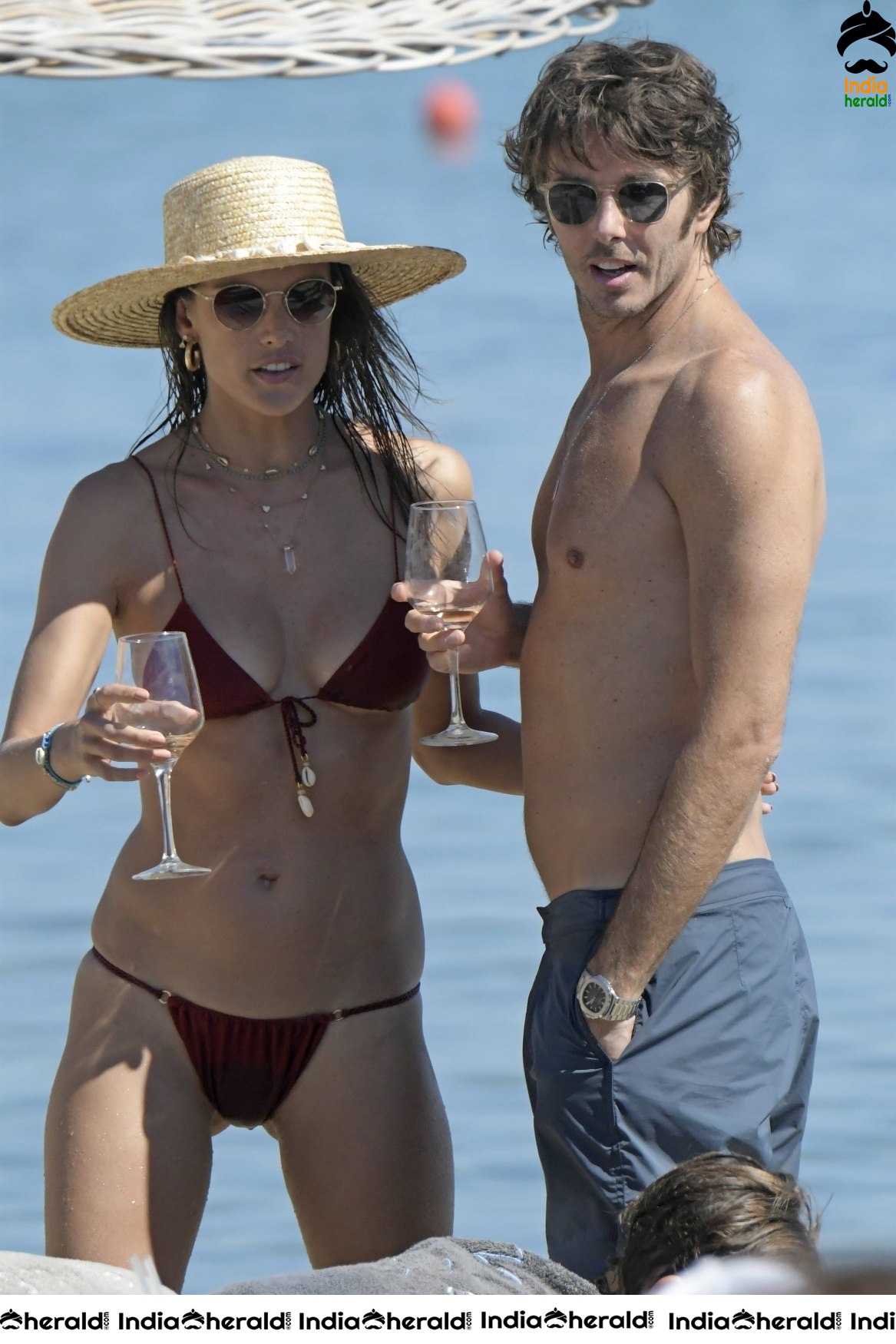 Alessandra Ambrosio Exposing Too Much in String Bikini on the beach in Mykonos Set 3